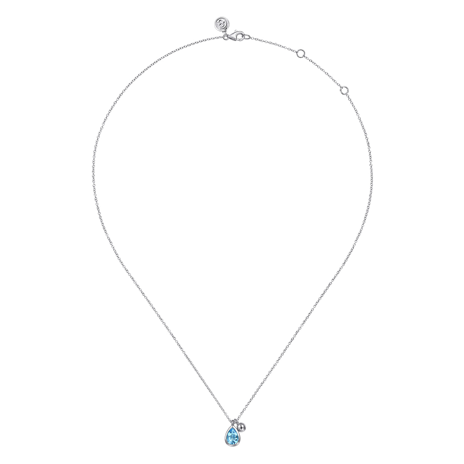 Pear Blue Topaz Bujukan Pendant Necklace in Sterling Silver, photograph 2