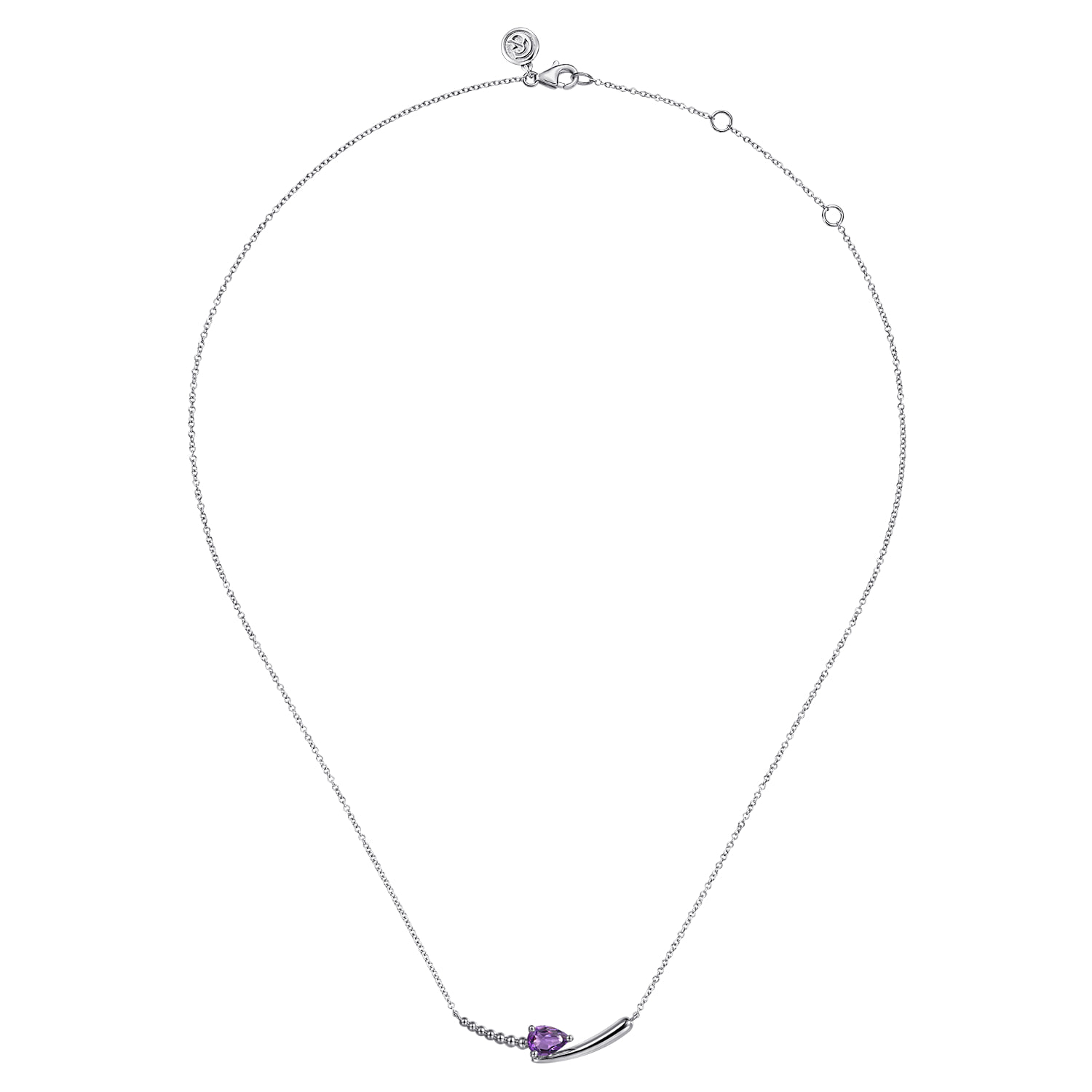 Bujukan and Amethyst Bypass Bar Necklace in Sterling Silver, photograph 2