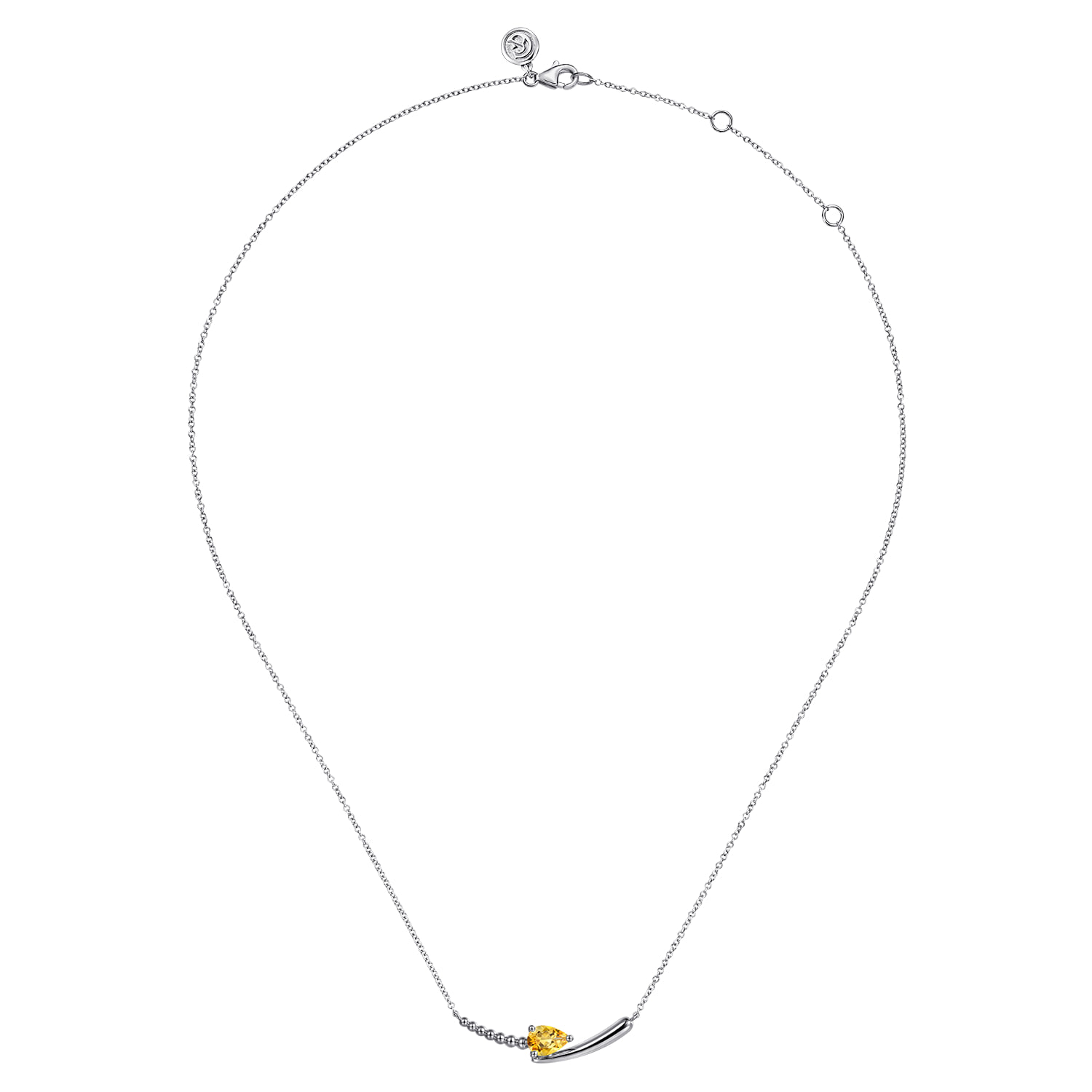 Bujukan and Citrine Bypass Bar Necklace in Sterling Silver, photograph 2