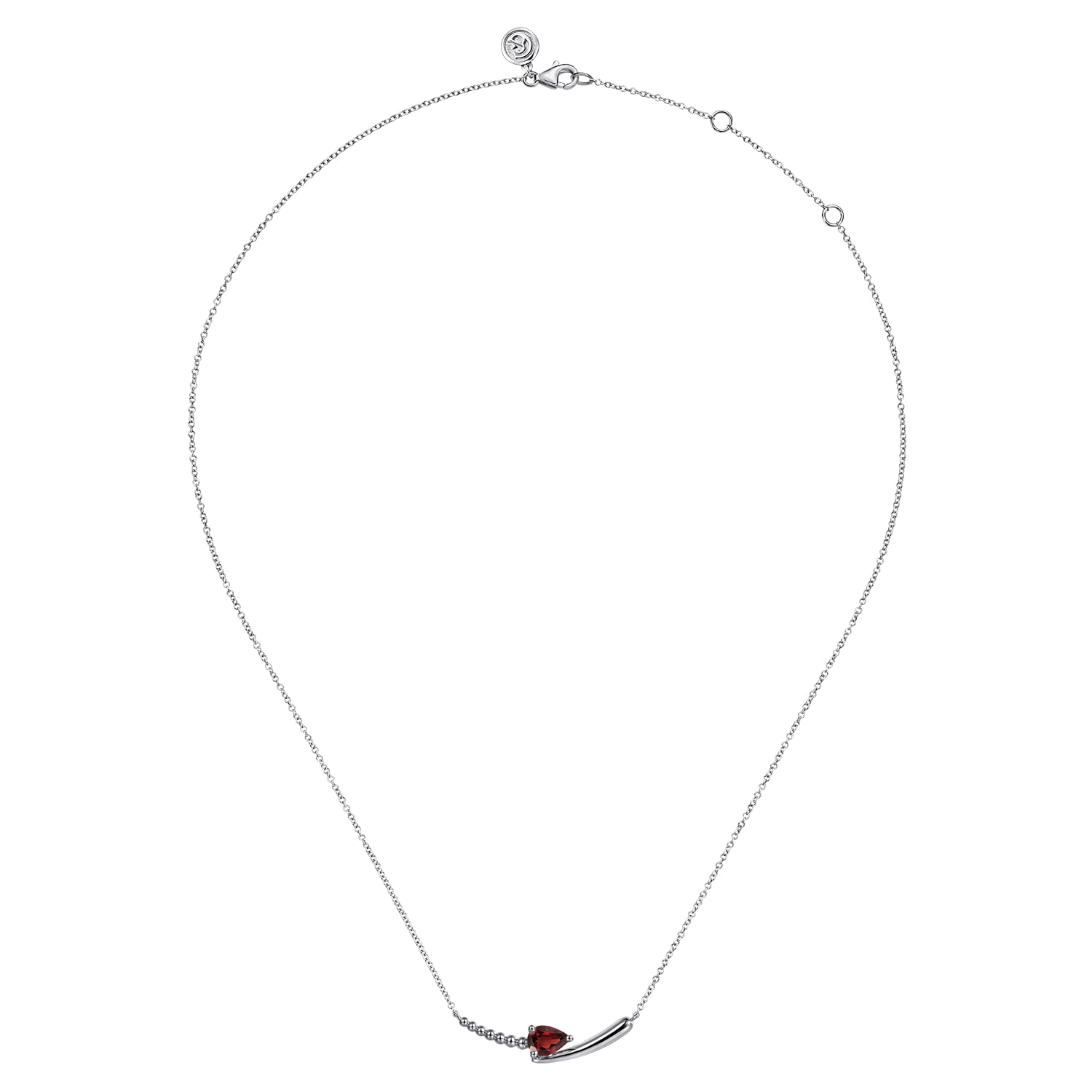Bujukan and Garnet Bypass Bar Necklace in Sterling Silver, photograph 2