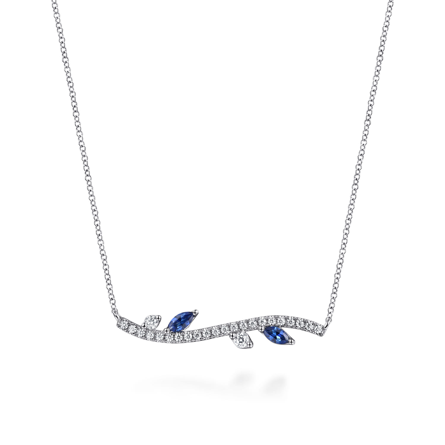 Diamond and Sapphire Floral Bar Necklace