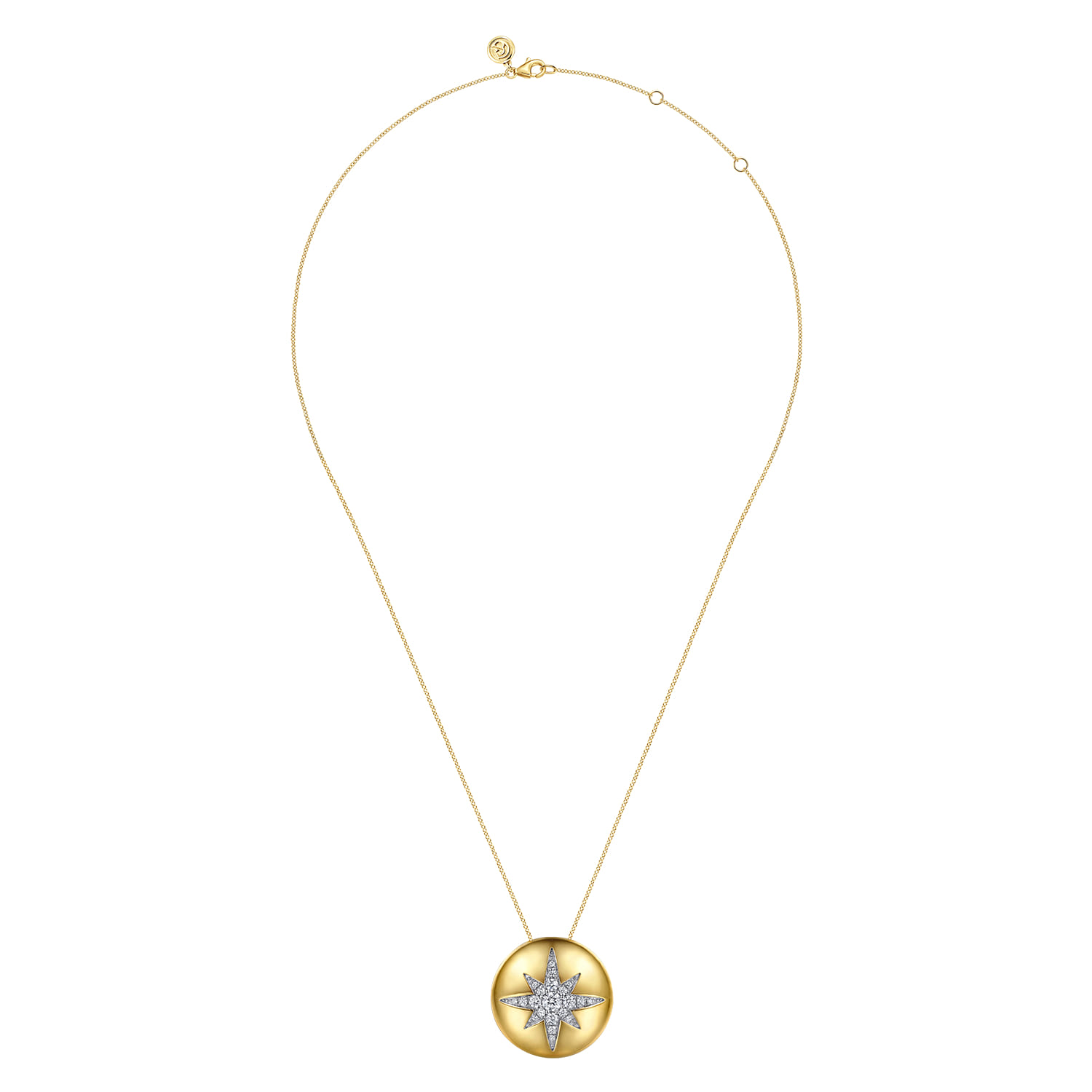 Diamond Starburst Pendant Necklace in 14K Yellow Gold, photograph 2