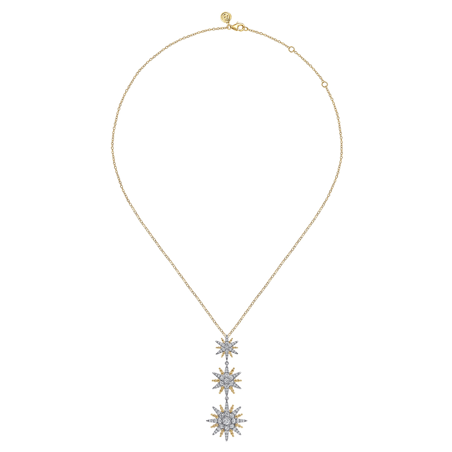 Bujukan Diamond Starburst Drop Pendant Necklace in 14K White/Yellow Gold, photograph 2