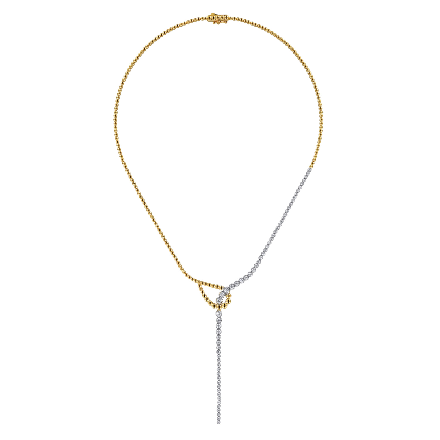 Bujukan and Graduating Diamond Y Necklace in 14K White/Yellow Gold, photograph 2