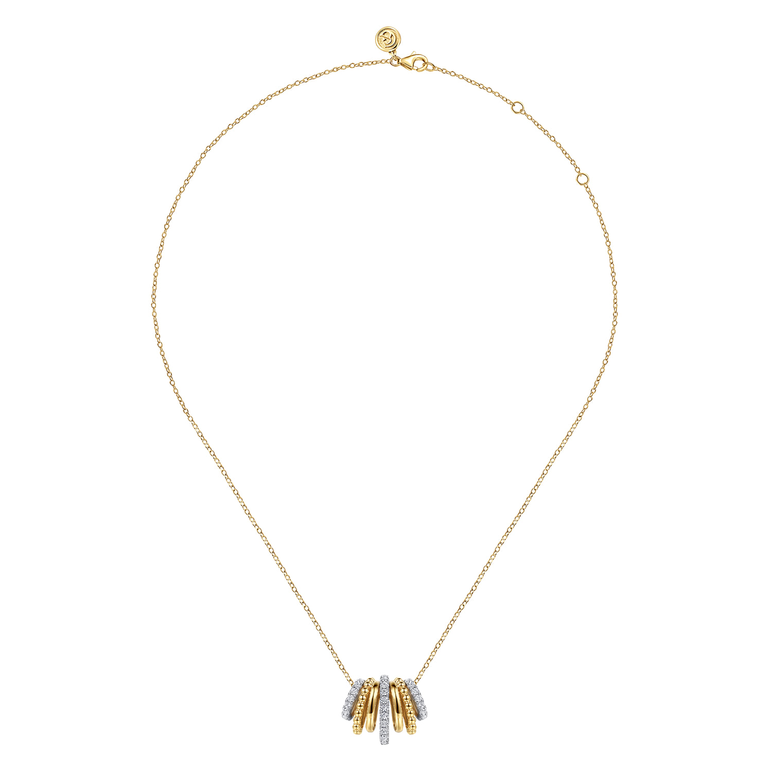 Bujukan Diamond Multi Row Pendant Necklace in 14K White/Yellow Gold, photograph 2