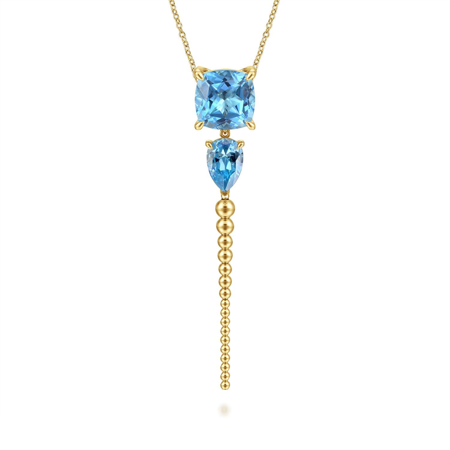 Bujukan and Blue Topaz Pendant Drop Necklace in 14K Yellow Gold