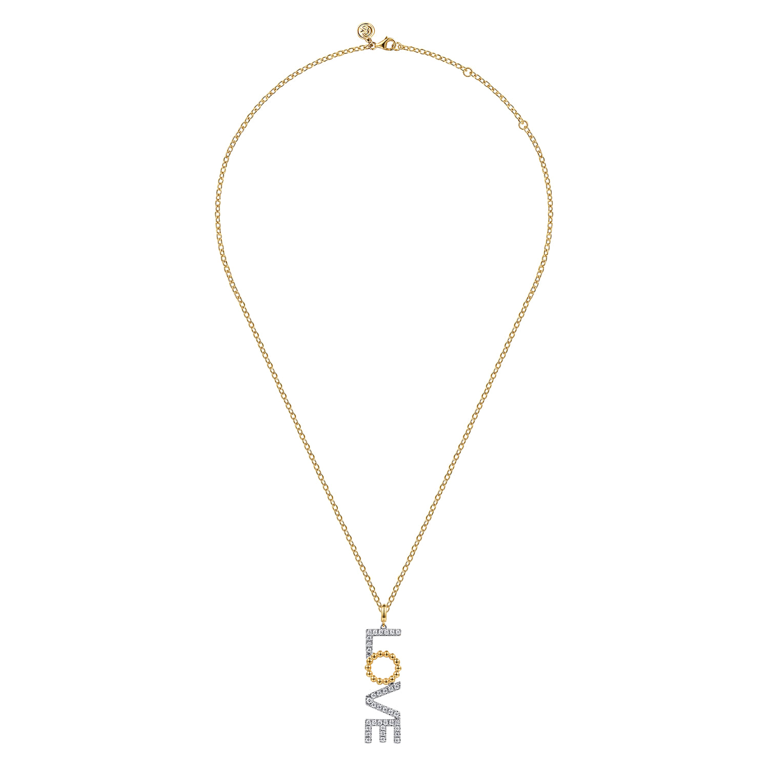 Bujukan and Diamond Love Necklace in 14K White/Yellow Gold, photograph 2