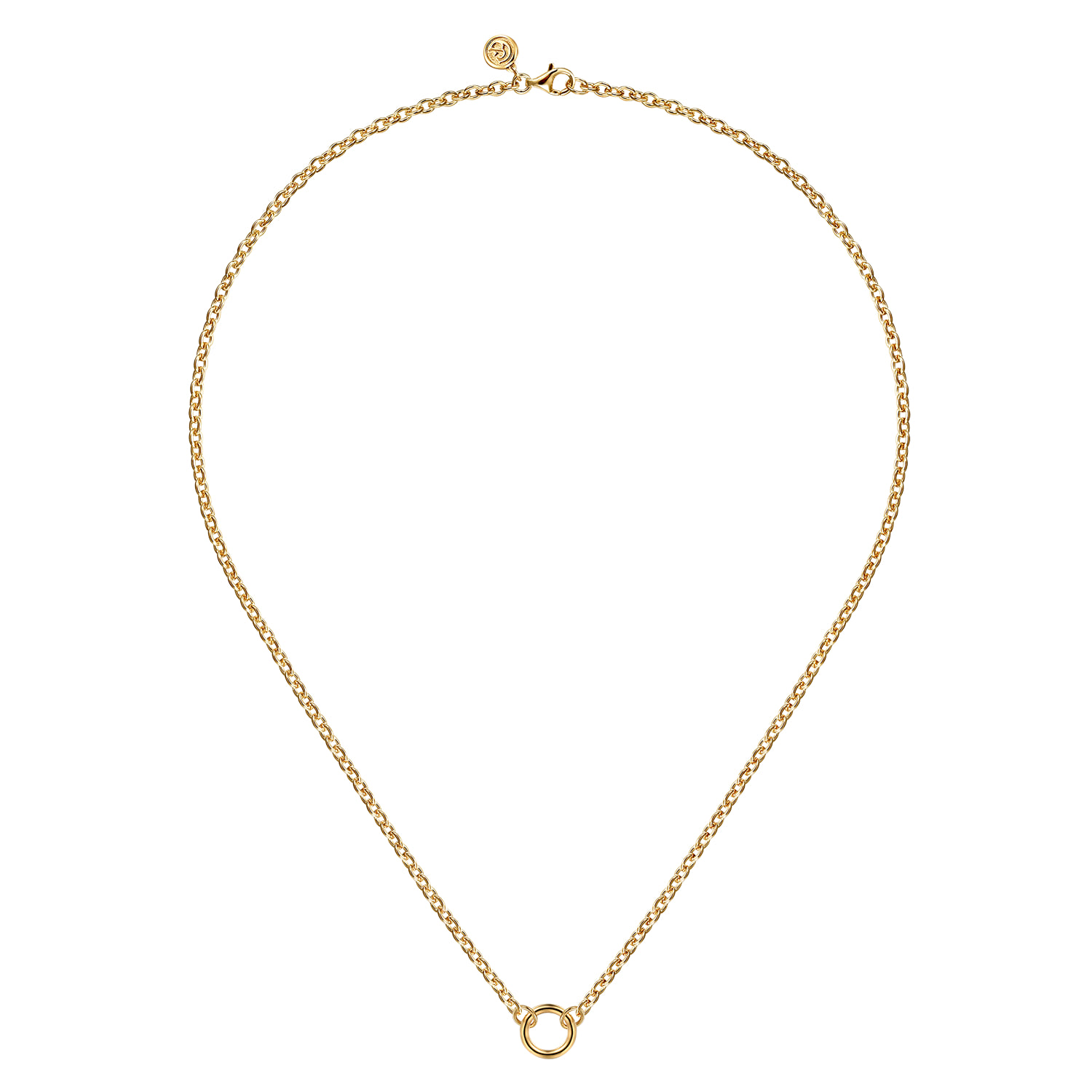 Chain Necklace with Single Circle Station in 14K Yellow Gold, photograph 2