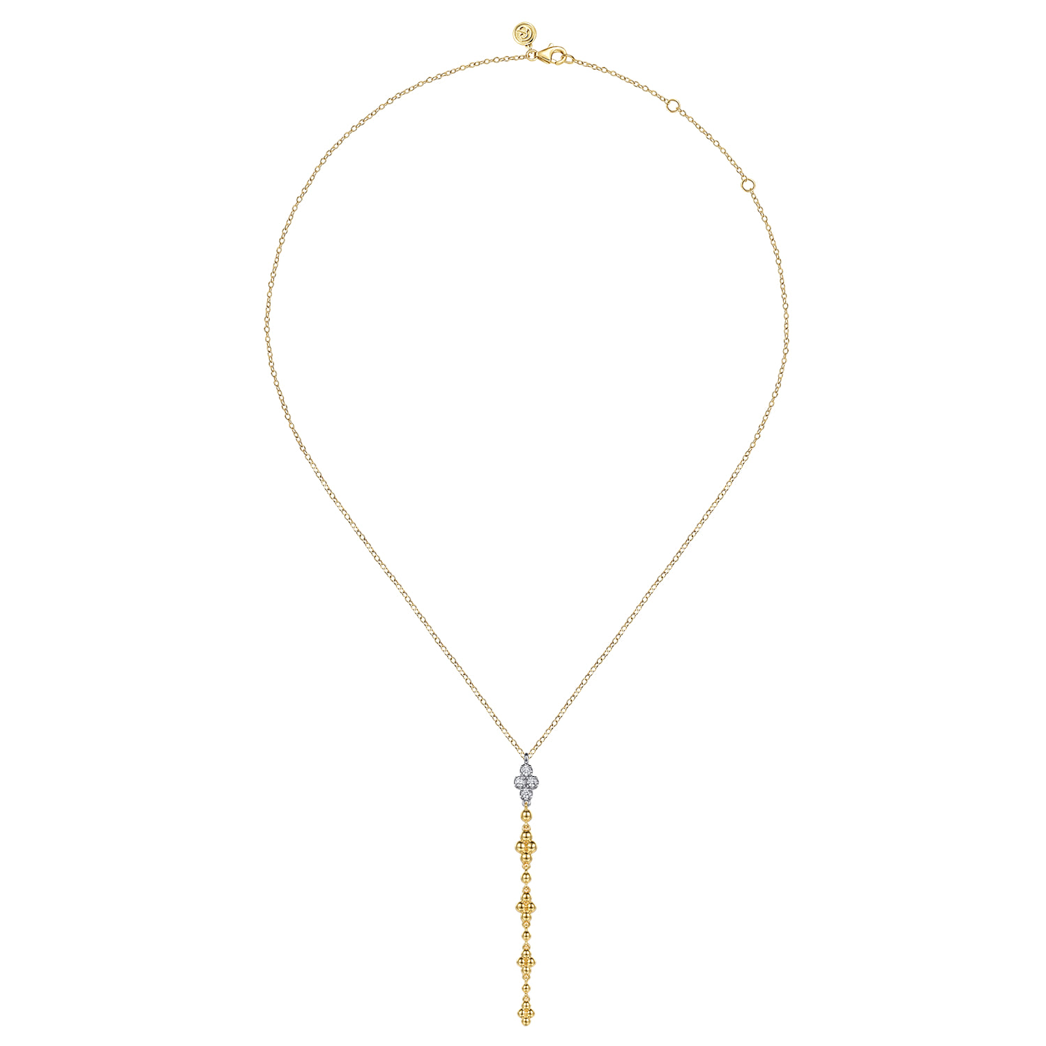 Bujukan and Diamond Clover Drop Necklace in 14K White/Yellow Gold, photograph 2