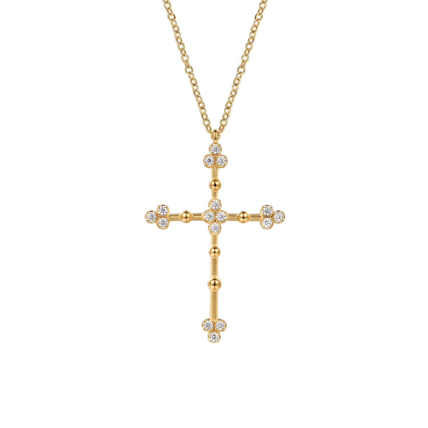 Bujukan and Diamond Clover Cross Pendant Necklace