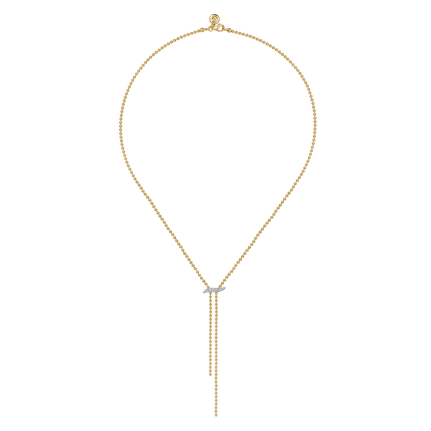 Bujukan and Diamond Y Necklace in 14K White/Yellow Gold, photograph 2