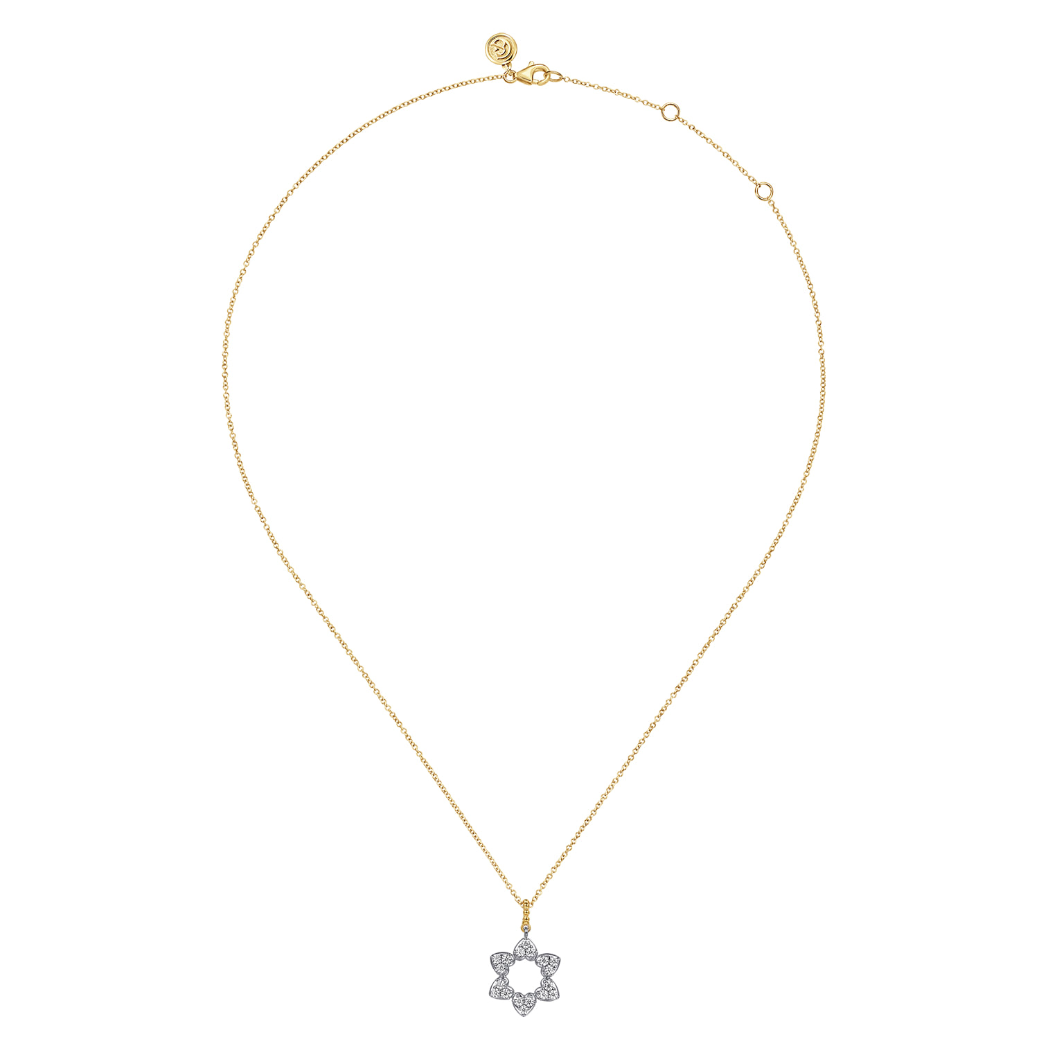 Bujukan and Diamond Star of David Pendant Necklace in 14K White/Yellow Gold, photograph 2