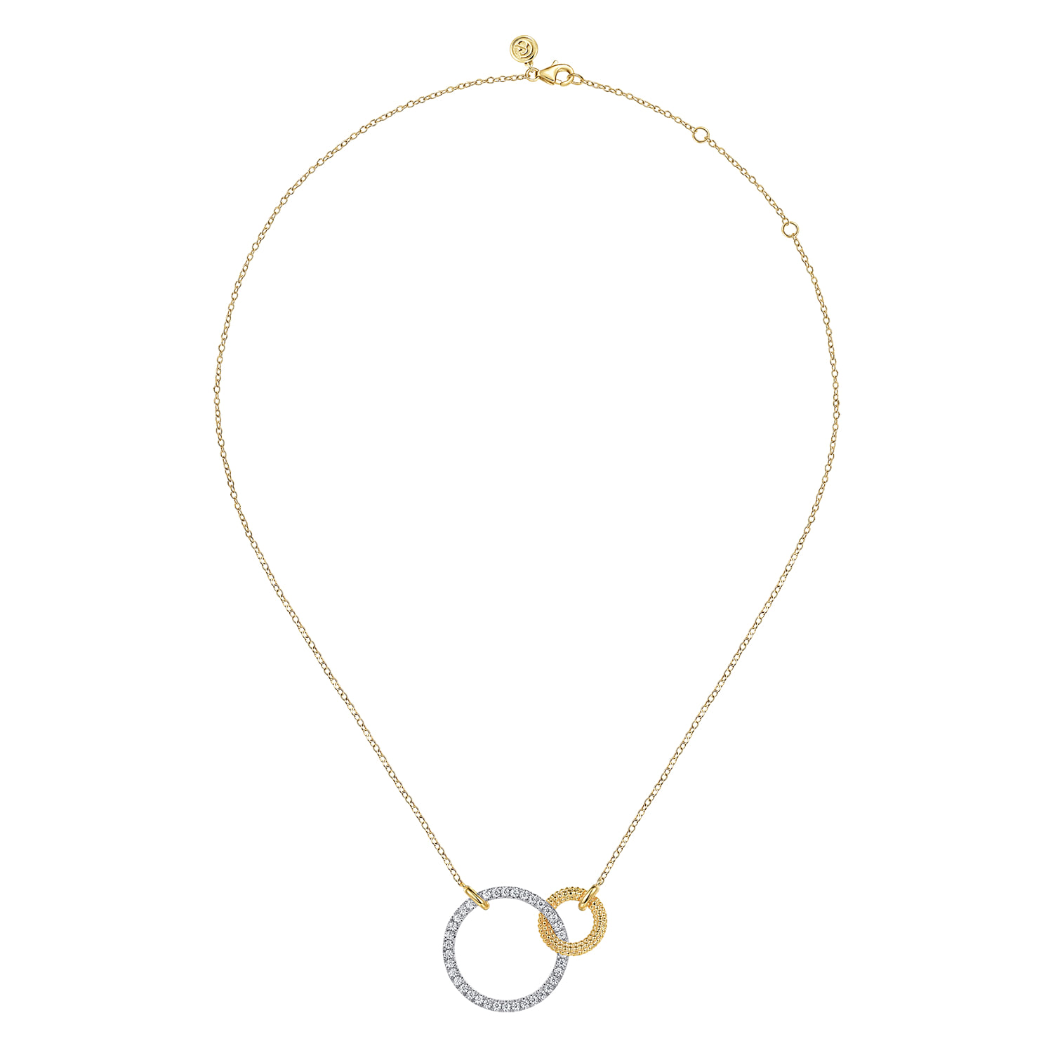 Bujukan and Diamond Interlocking Pendant Necklace in 14K White/Yellow Gold, photograph 2