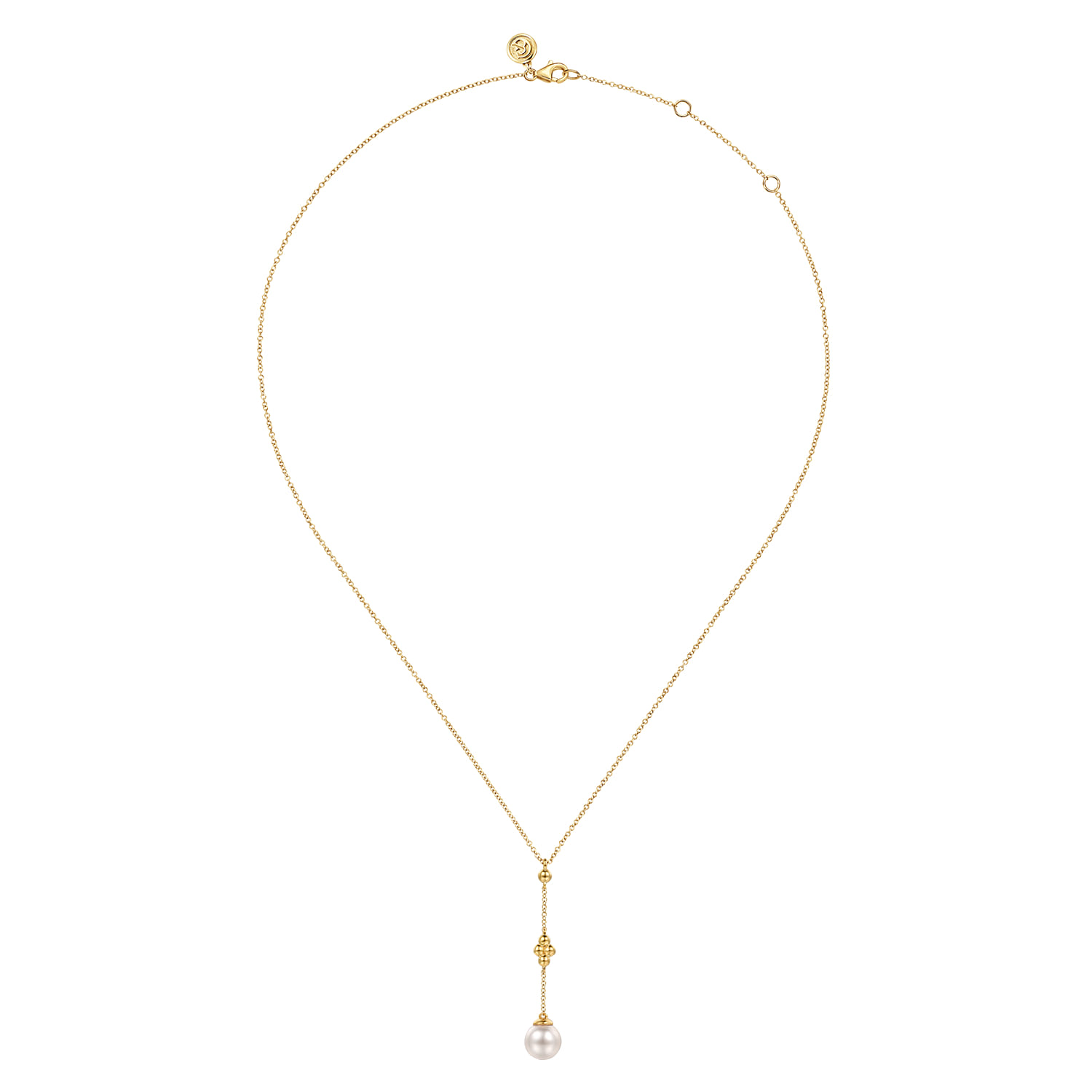 Clover Bujukan and Pearl Drop Necklace in 14K Yellow Gold, photograph 2