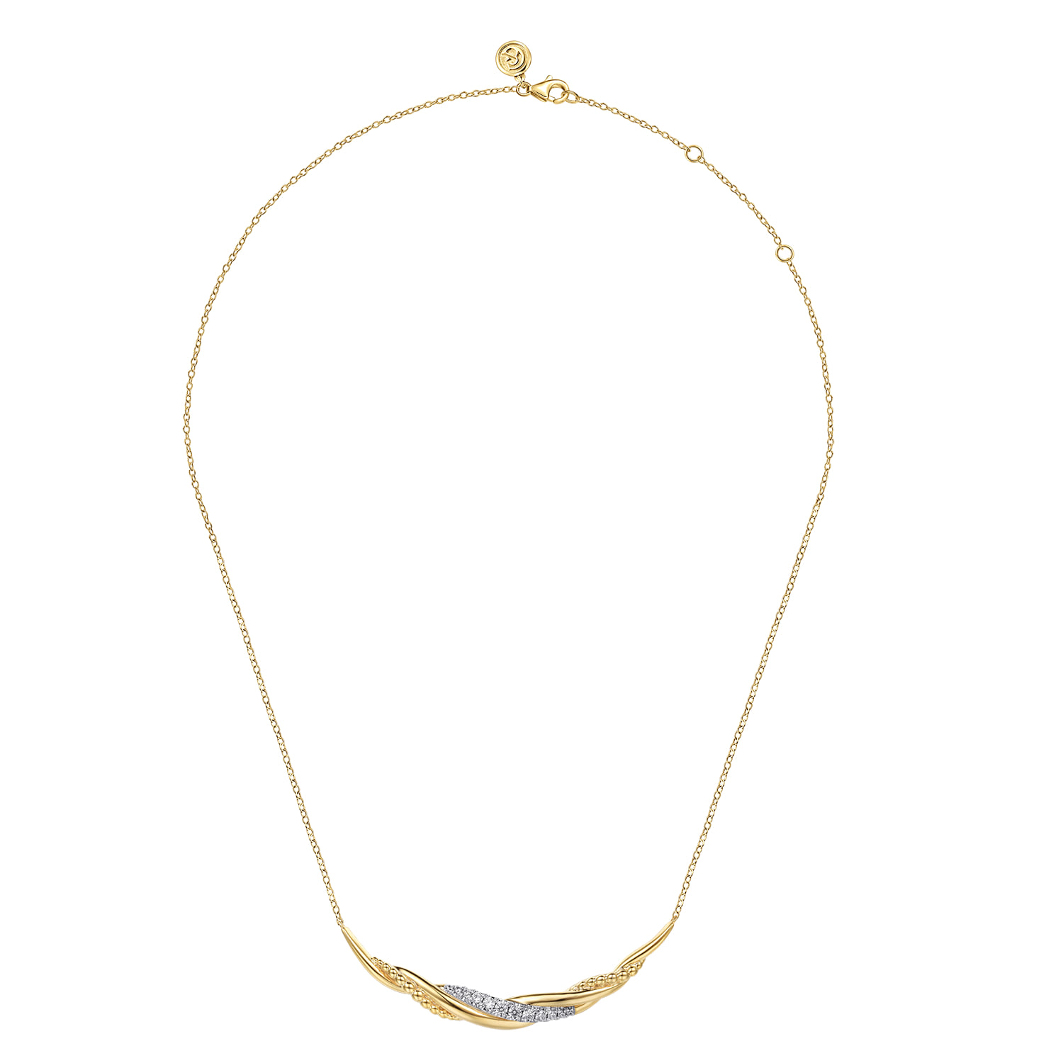 Bujukan and Diamond Twisted Bar Necklace in 14K Yellow Gold, photograph 2