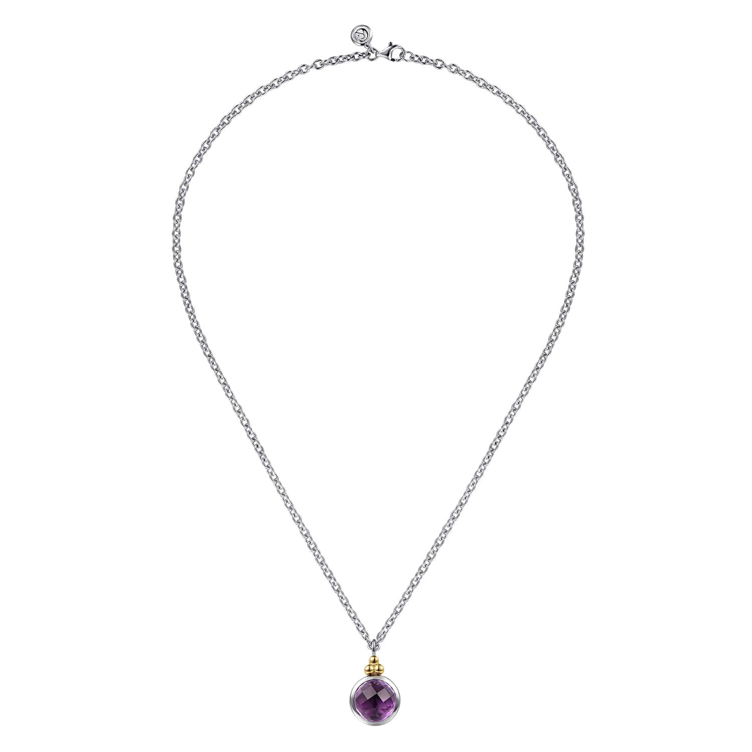 and Bujukan Round Amethyst Pendant Necklace in 14K Yellow Gold, photograph 2