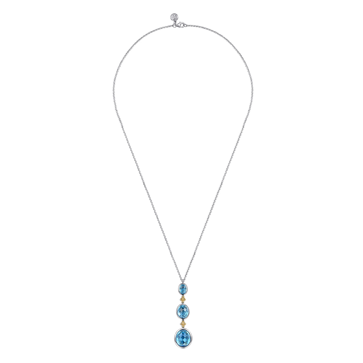 and Bujukan Triple Oval Blue Topaz Pendant Necklace in 14K Yellow Gold, photograph 2