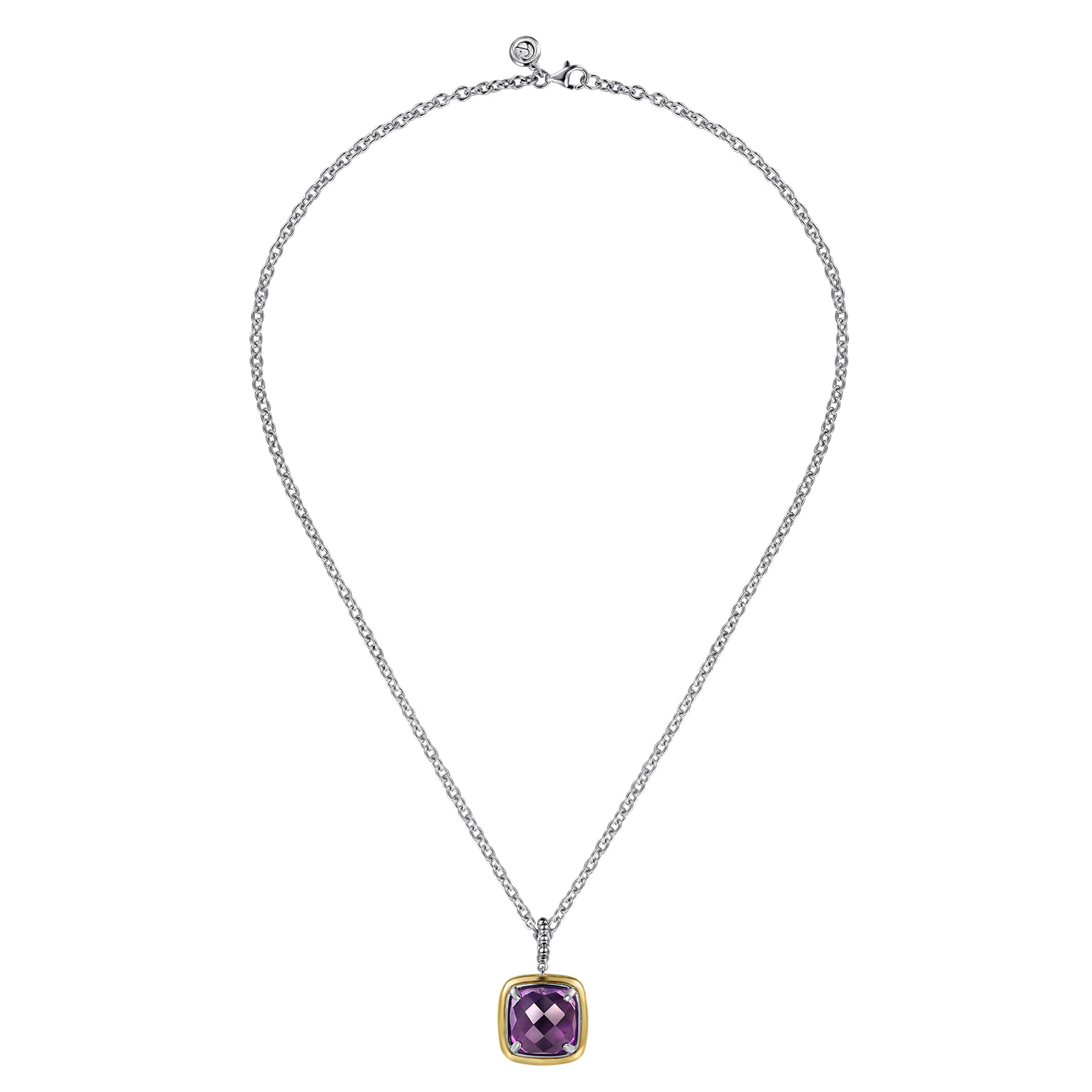 and Bujukan Cushion Amethyst Pendant Necklace in 14K Yellow Gold, photograph 2