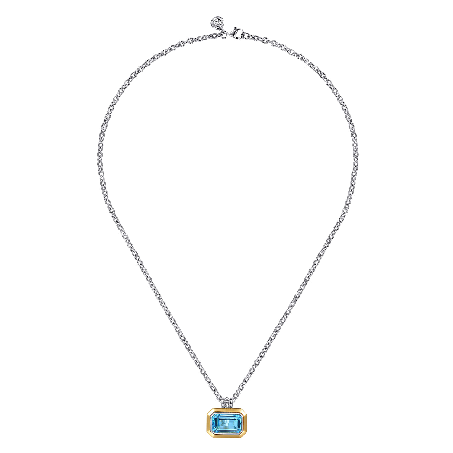 and Bujukan Octagon Blue Topaz Pendant Necklace in 14K Yellow Gold, photograph 2