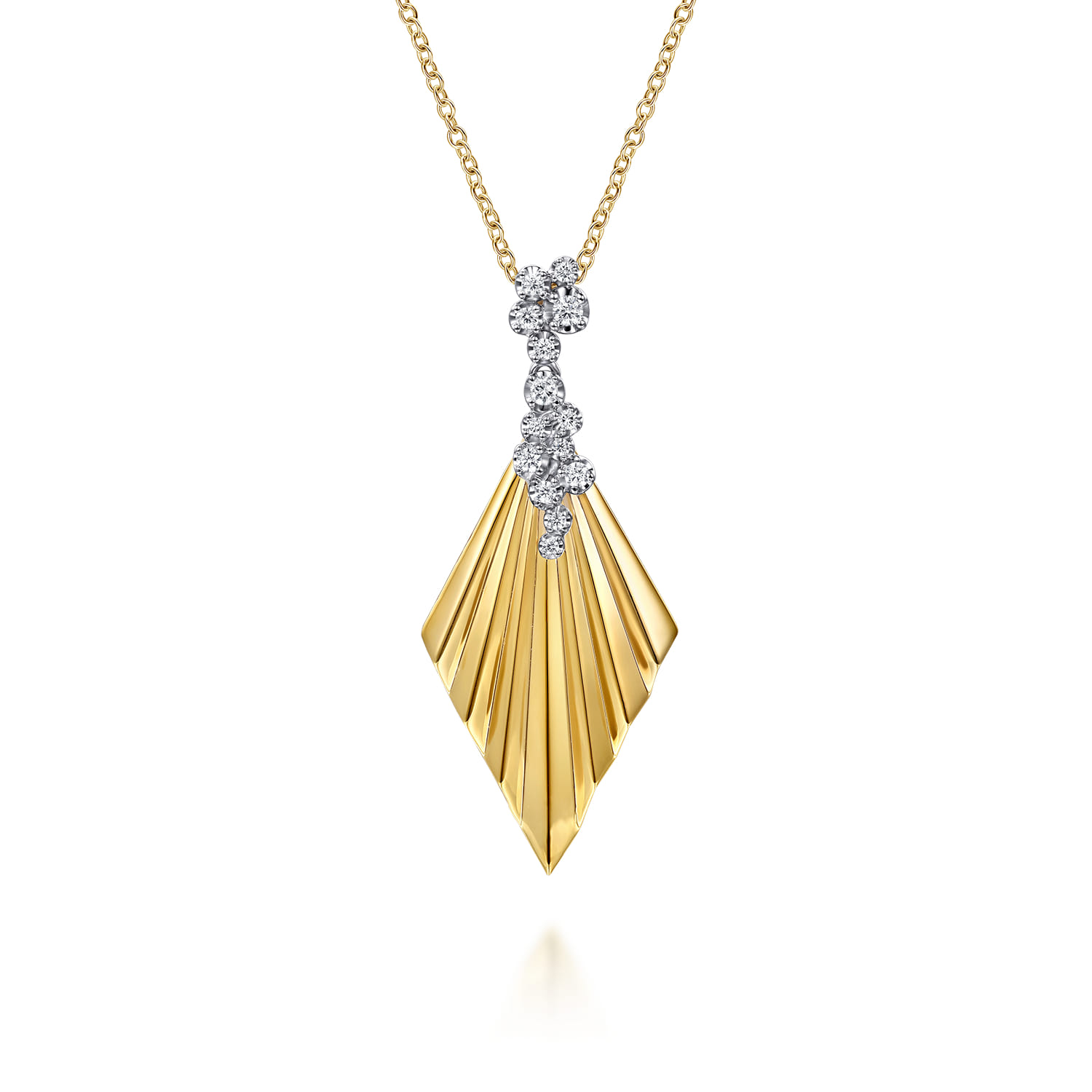 Diamond and Diamond Cut Pendant Necklace