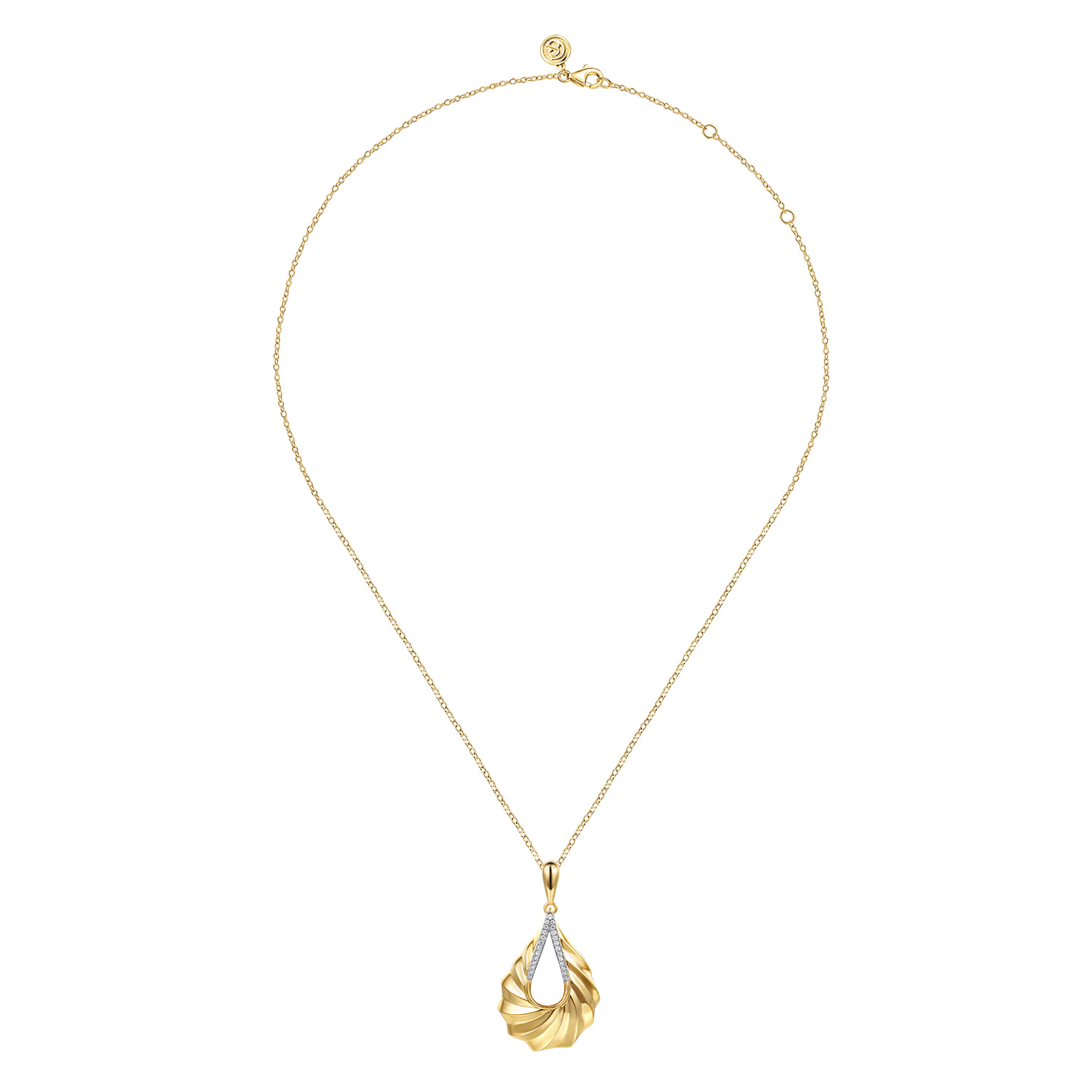 Diamond and Diamond Cut Pendant Necklace in 14K Yellow Gold, photograph 2
