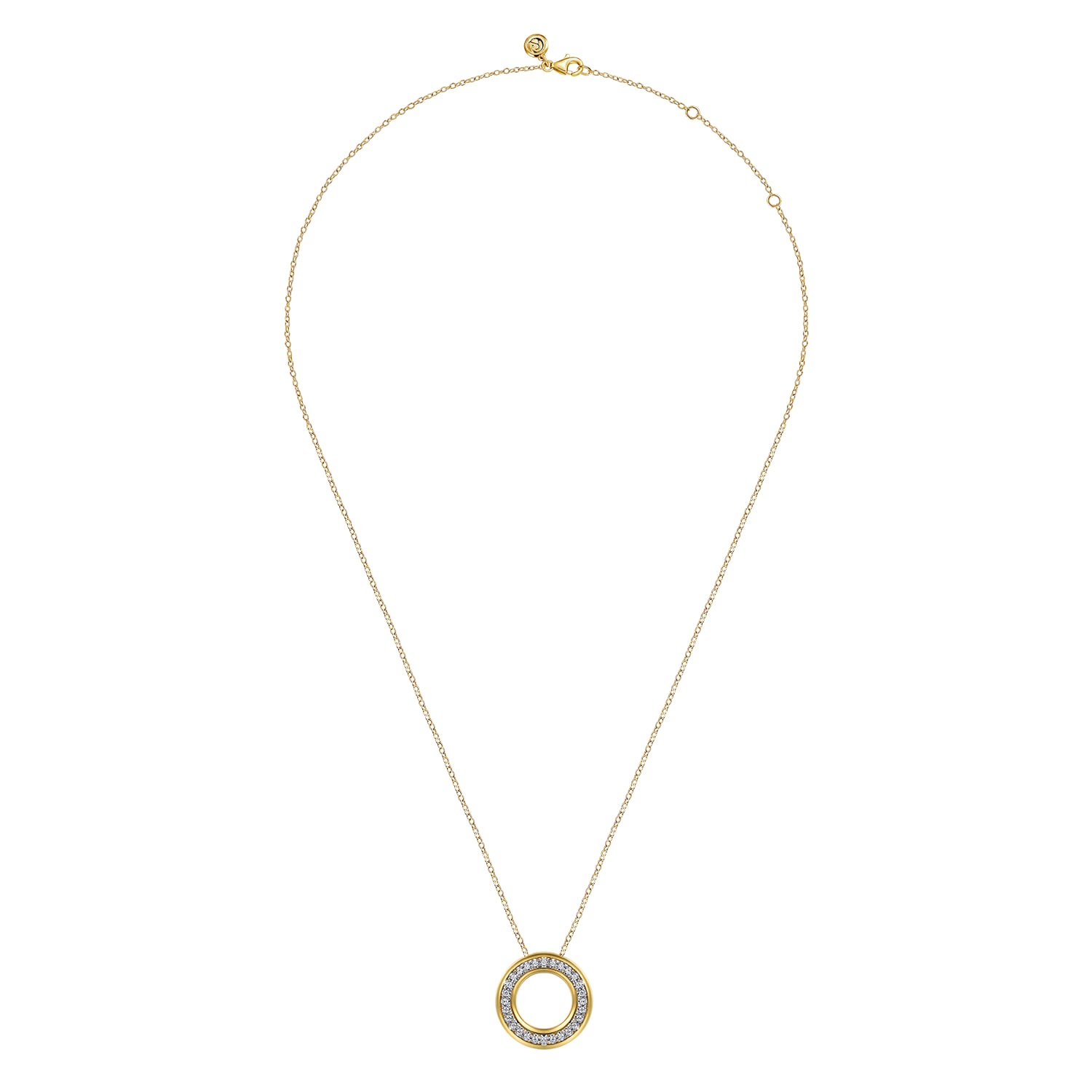 Diamond Circle Pendant Necklace in 14K White/Yellow Gold, photograph 2