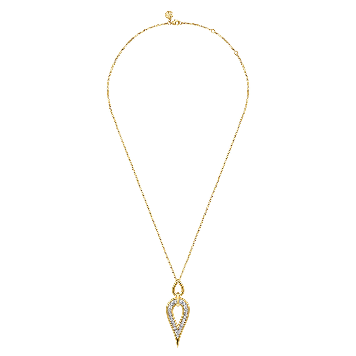 Diamond Teardrop Necklace in 14K White/Yellow Gold, photograph 2