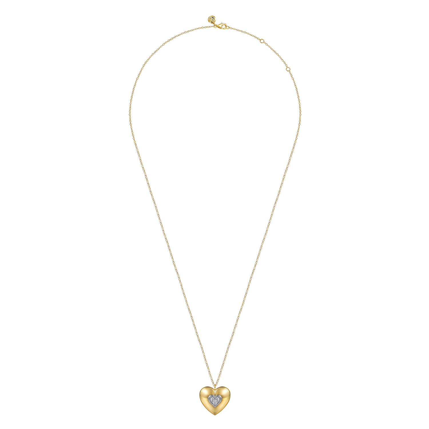 Pave Diamond Pendant Necklace in 14K White/Yellow Gold, photograph 2
