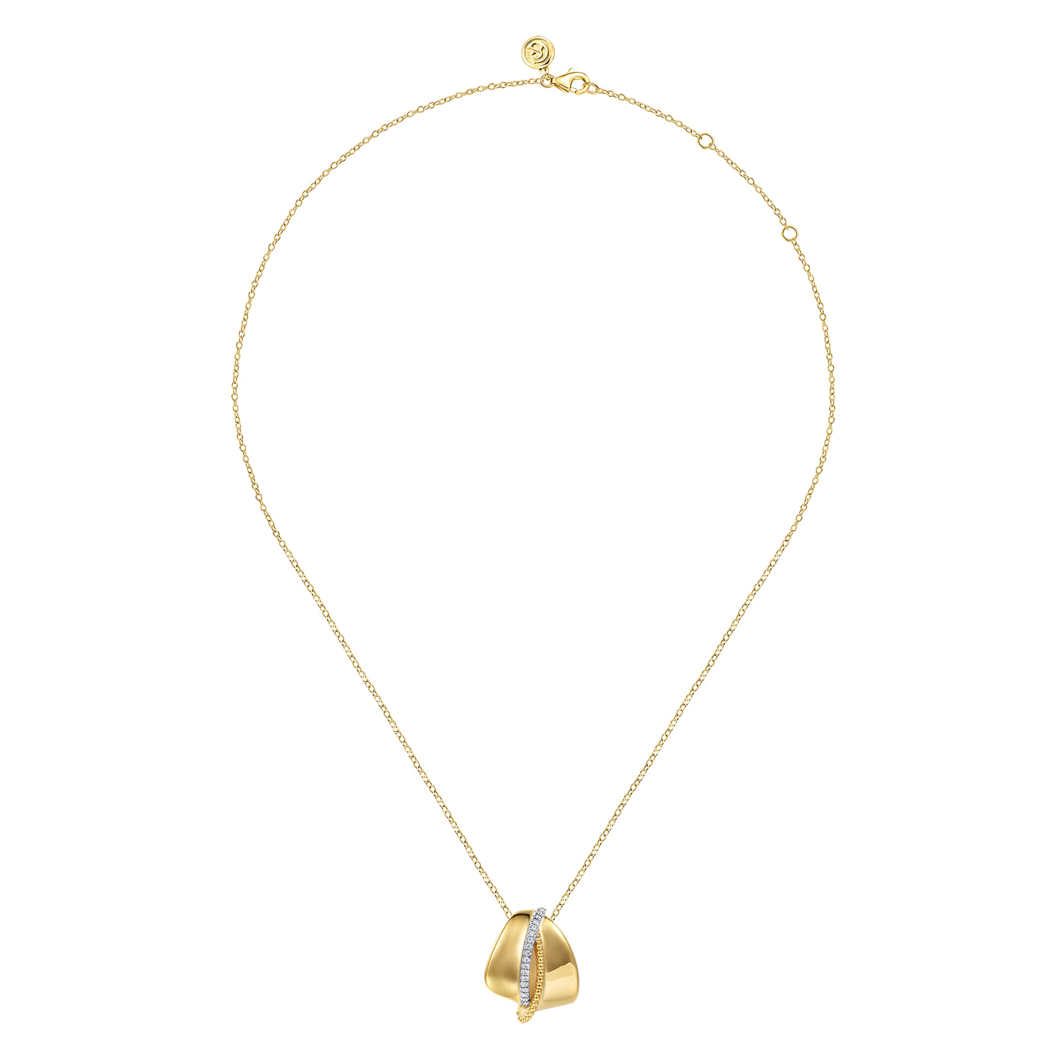 Bujukan and Diamond Pendant Necklace in 14K Yellow Gold, photograph 2