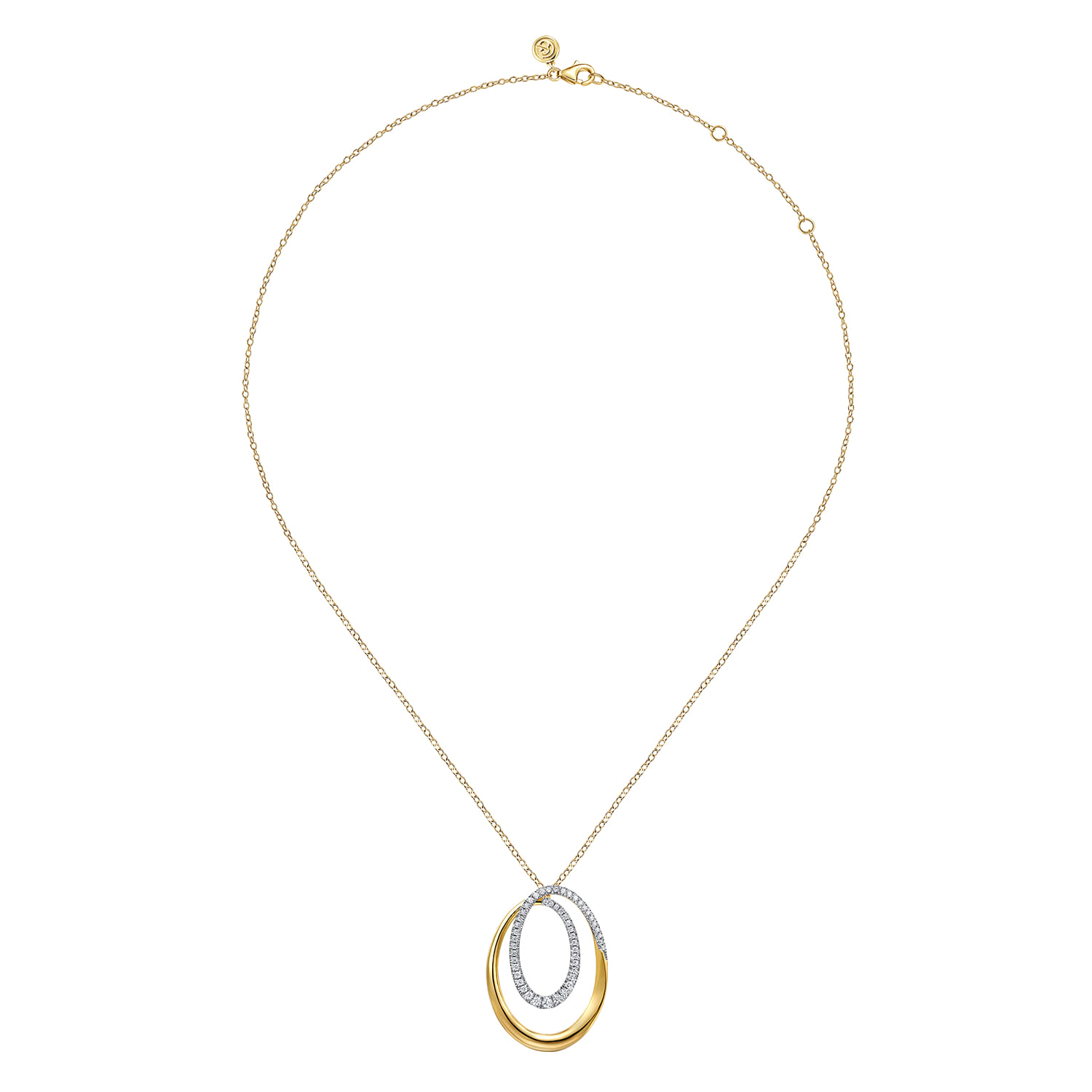 Diamond Swirl Pendant Necklace in 14K Yellow Gold, photograph 2