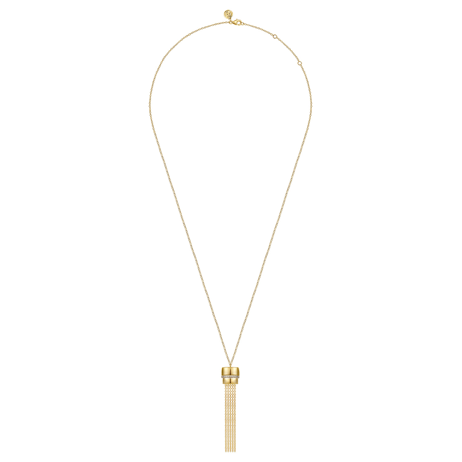 Diamond Tassel Y Necklace in 14K Yellow Gold, photograph 2