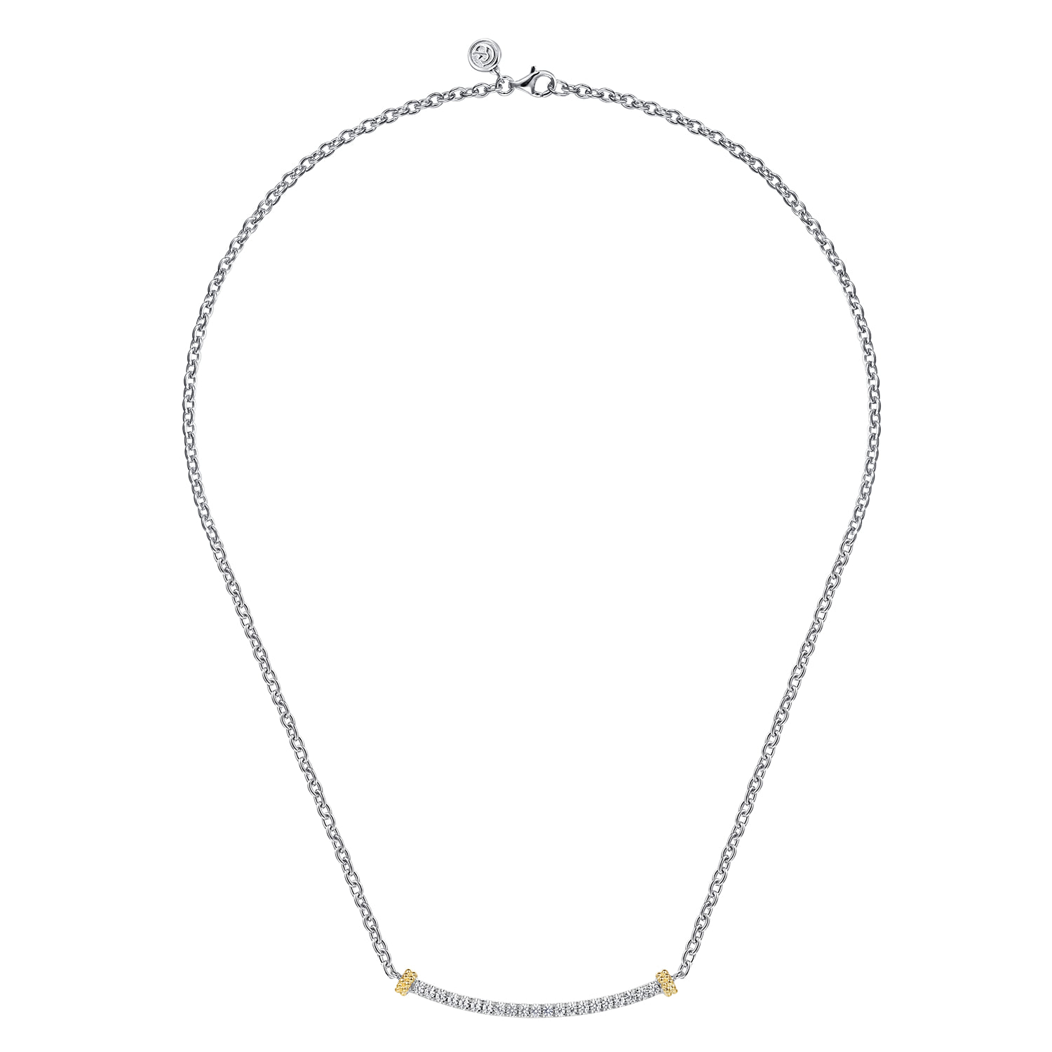 and Bujukan White Sapphire Bar Necklace in 14K Yellow Gold, photograph 2