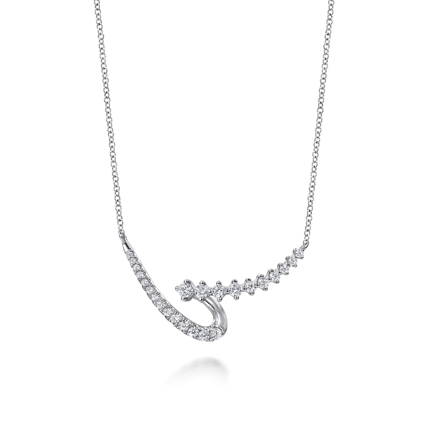 Diamond Swirled Spike Bar Necklace