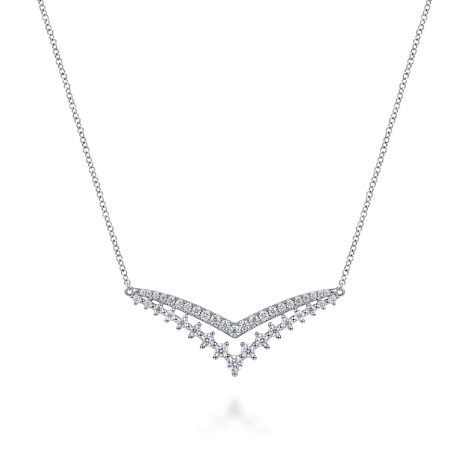 Diamond Double Chevron Bar Necklace
