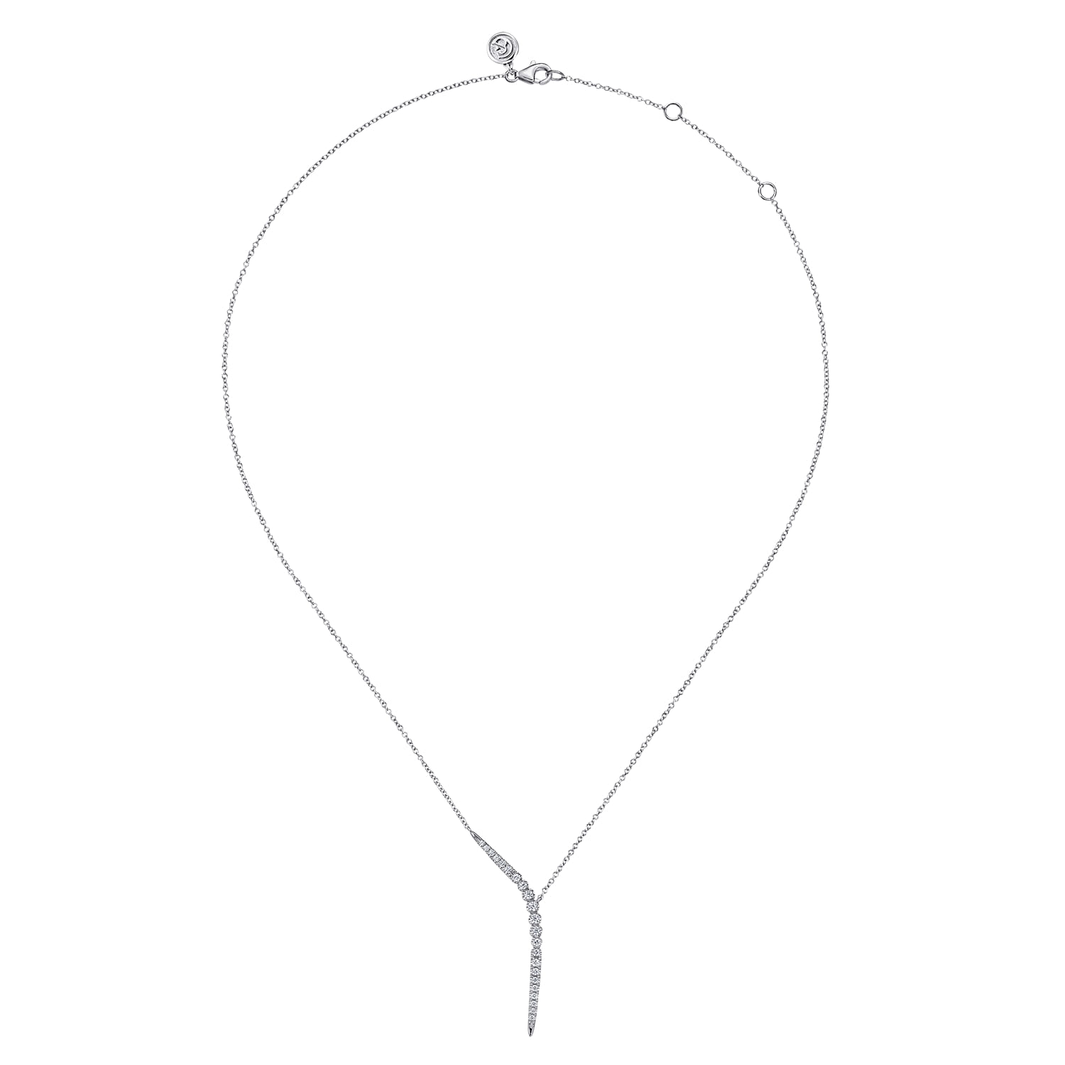 Diamond Y Necklace in 14K White Gold, photograph 2