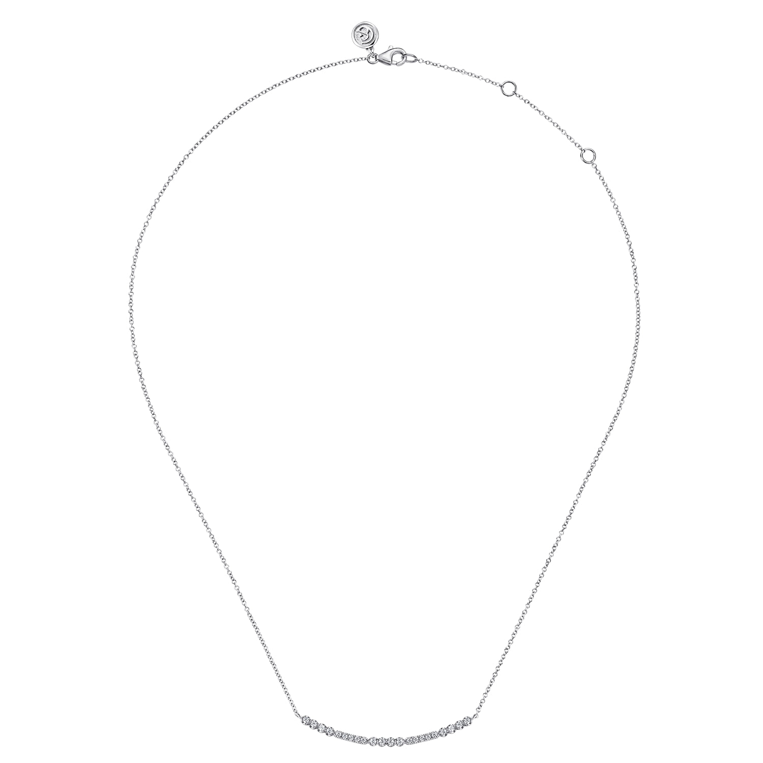 Diamond Bar Necklace in 14K White Gold, photograph 2
