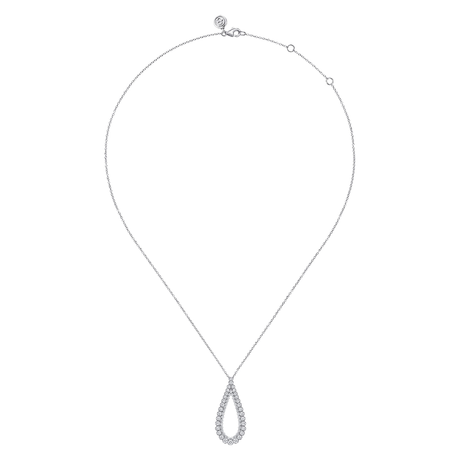 Diamond Teardrop Drop Necklace in 14K White Gold, photograph 2