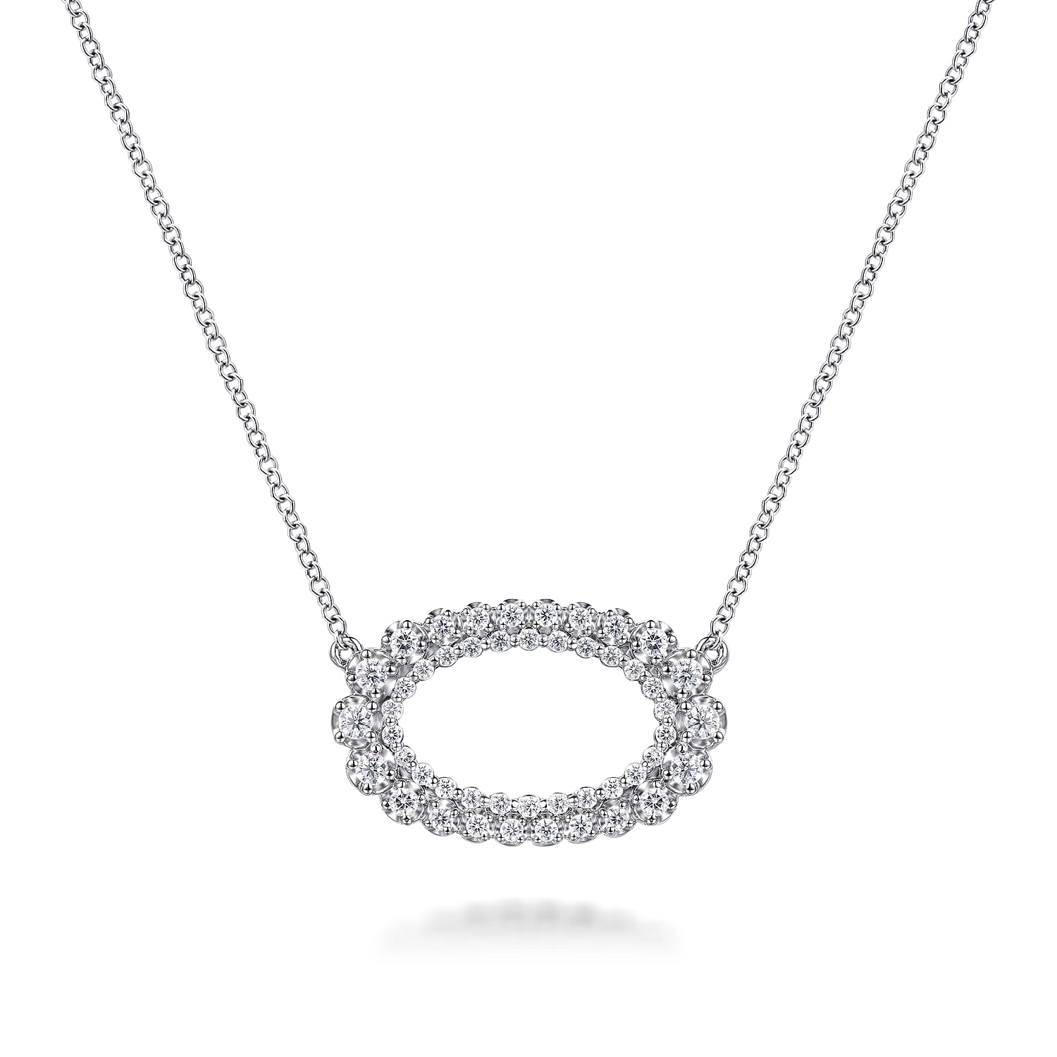 ★PEARLY MORE★ Simple Oval Pendant Necklace 14K White Gold Diamond Oval Pendant Necklace @ $2575. Shop