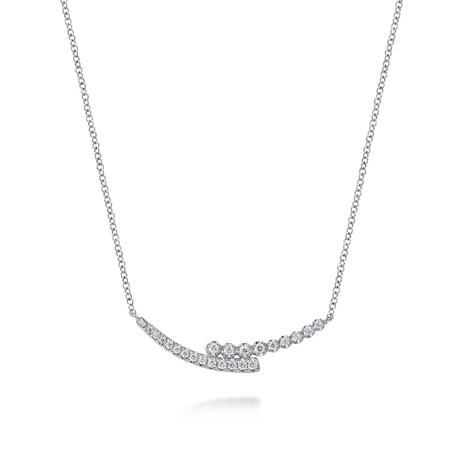 Diamond Bypass Bar Necklace in 14K White Gold