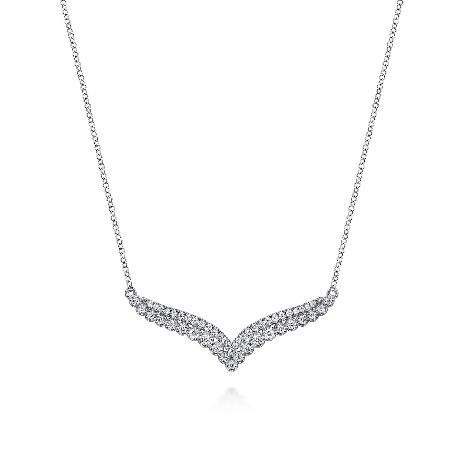 Diamond Double Row Chevron Bar Necklace