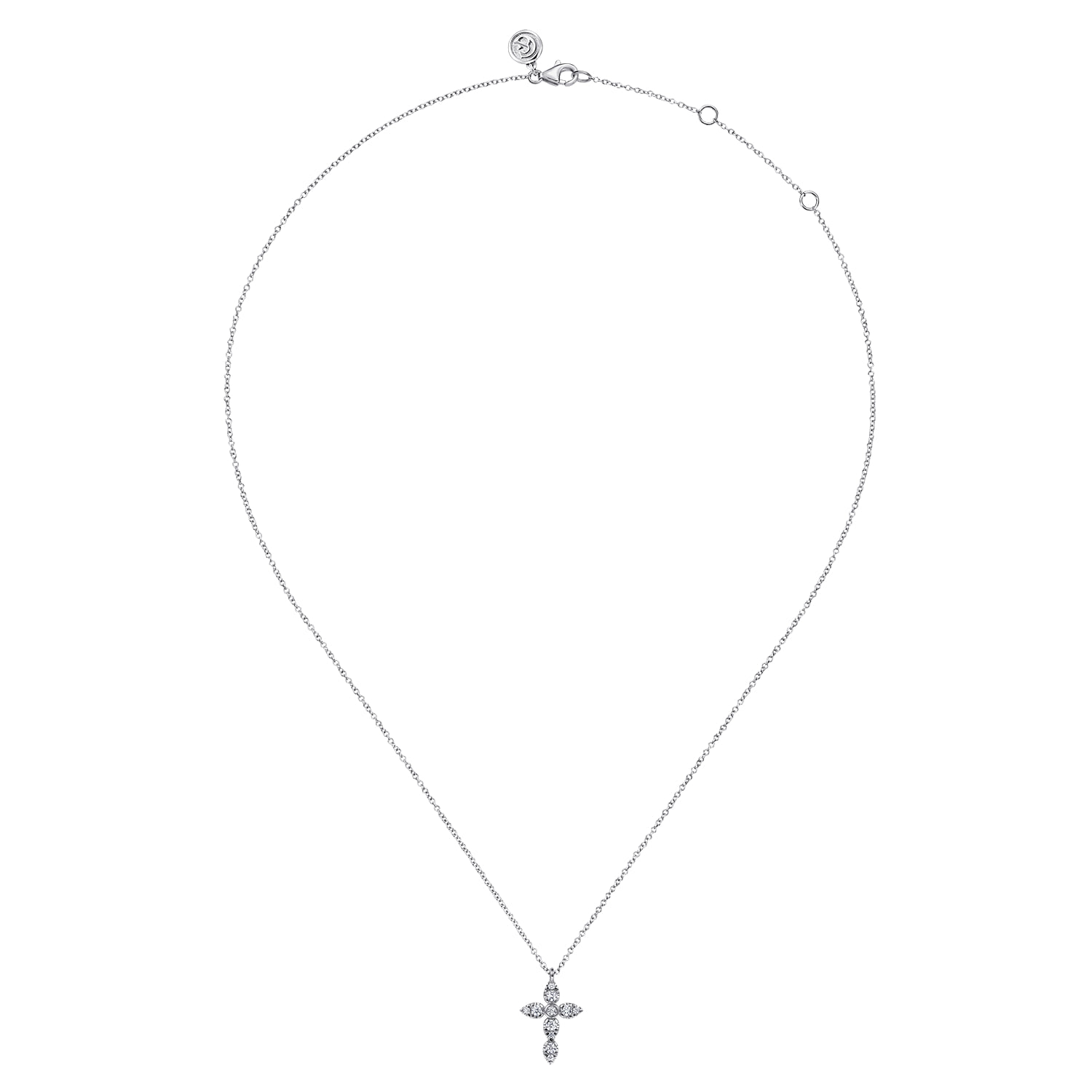 Diamond Cross Pendant Necklace in 14K White Gold, photograph 2