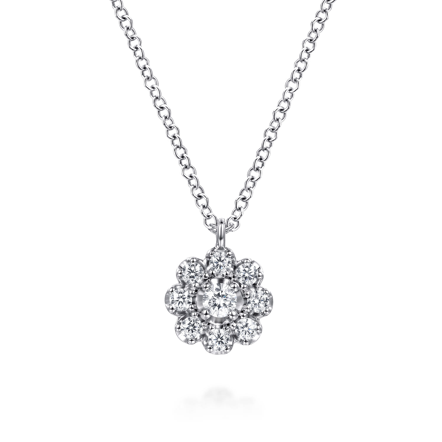 Diamond Floral Pendant Necklace
