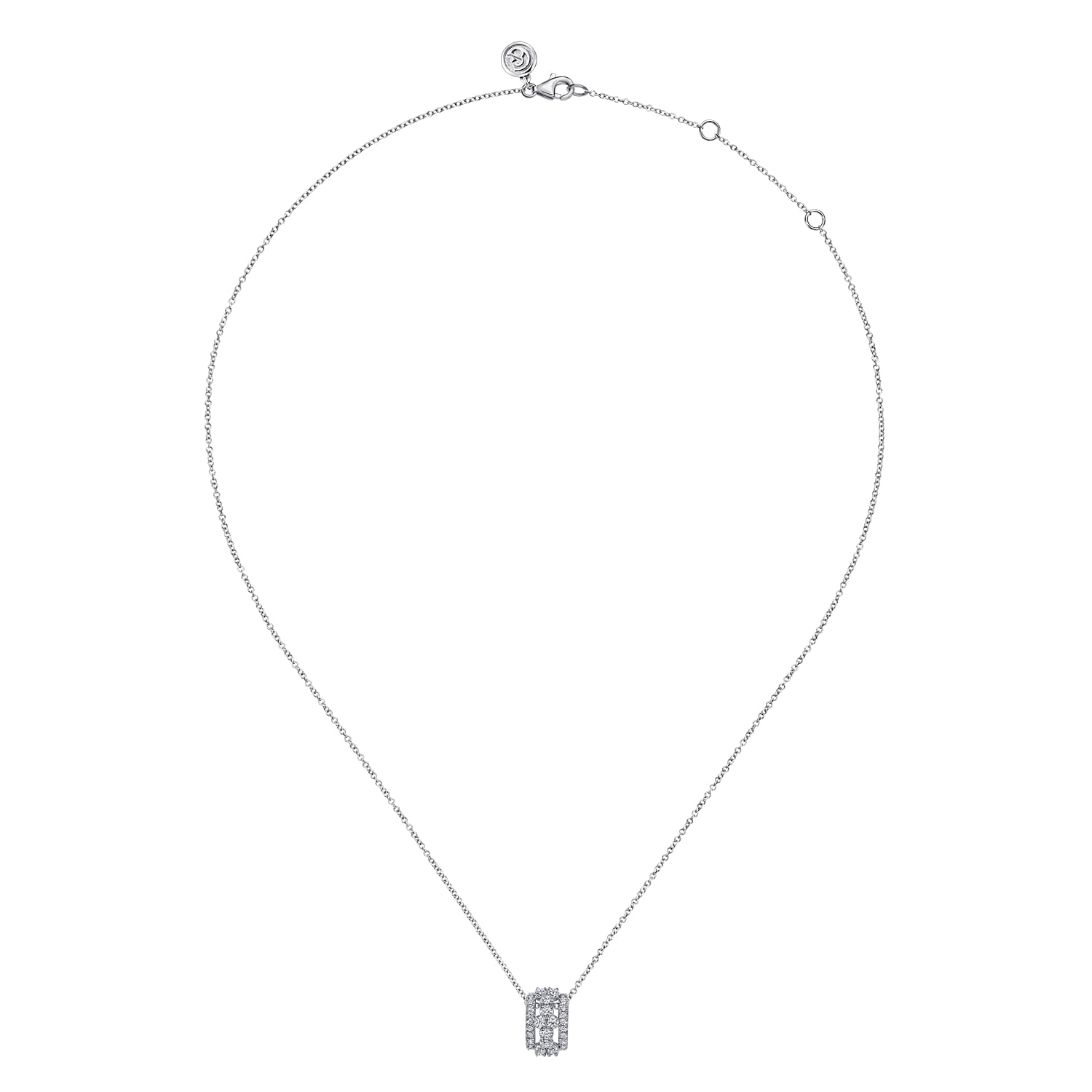 Diamond Clover Pendant Necklace in 14K White Gold, photograph 2