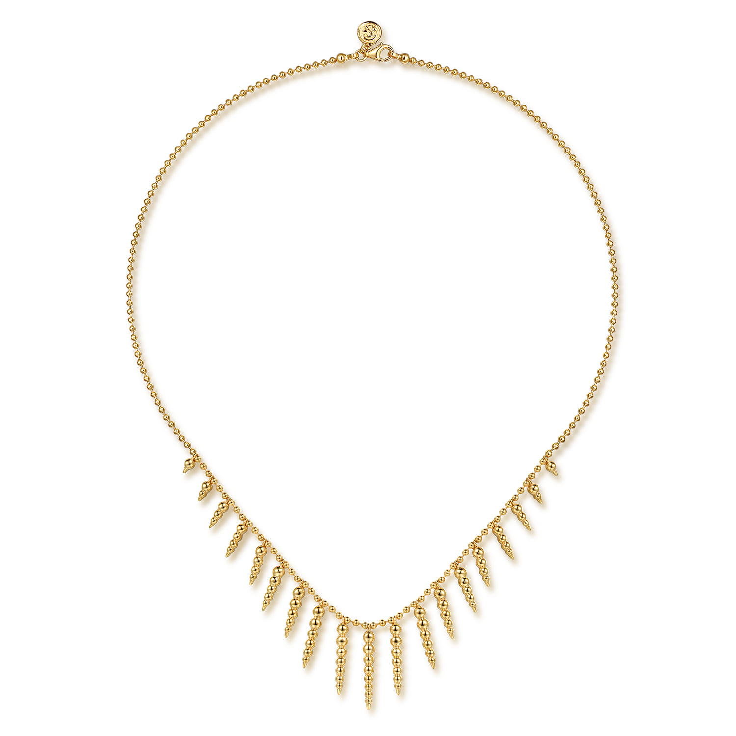 Bead Chain and Bujukan Spike Droplet Necklace in 14K Yellow Gold, photograph 2