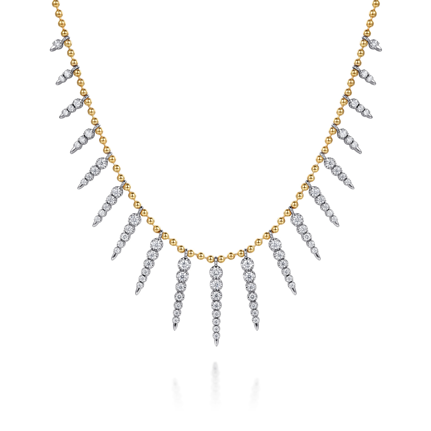 Bead Chain Bujukan and Diamond Spike Droplet Necklace