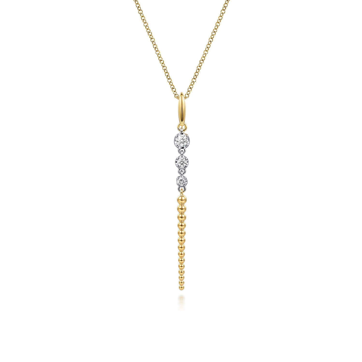 【最終価格】BONEE POINTED DROP NECKLACE 14K White Yellow Gold Bujukan and Diamond Drop Necklace