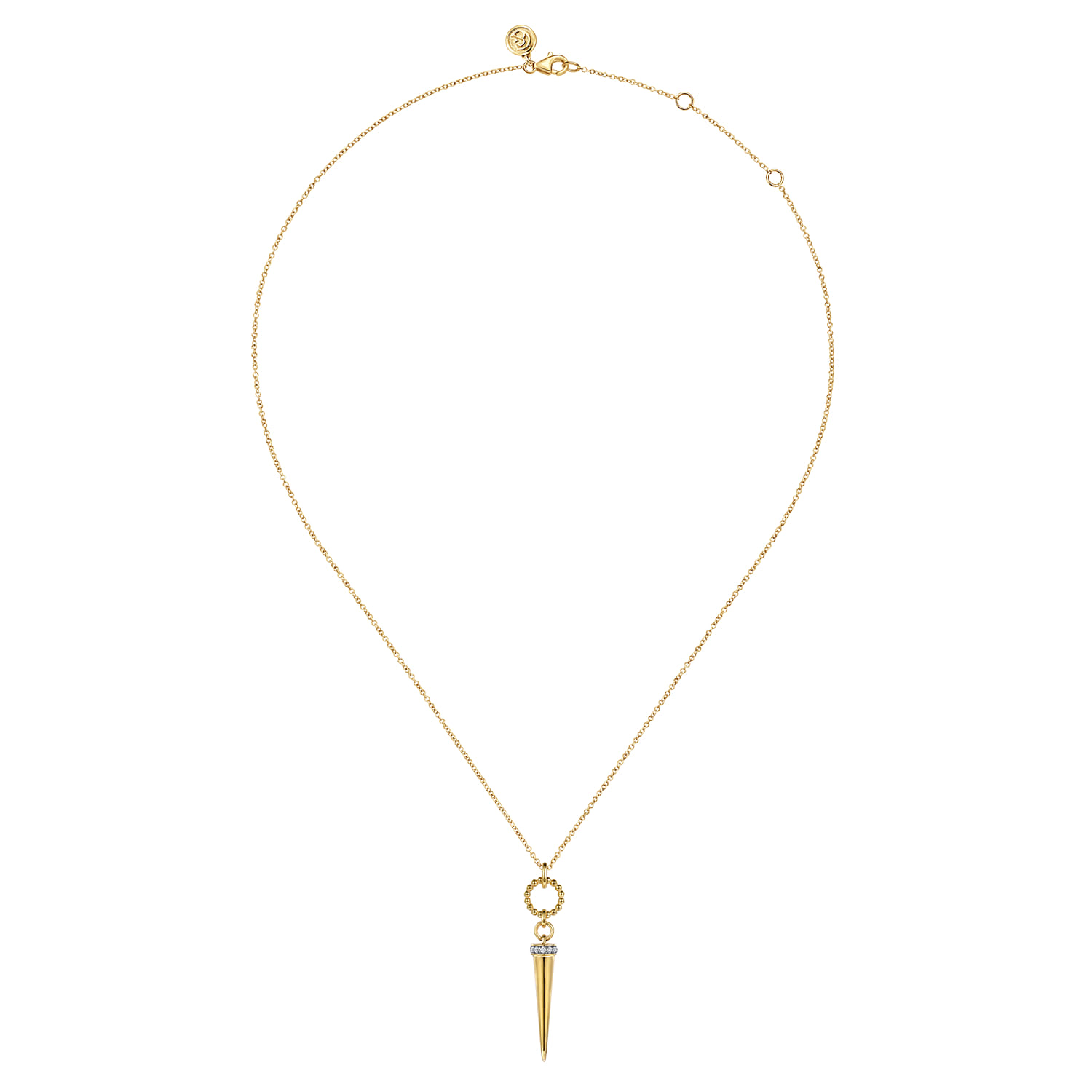 Bujukan Link and Diamond Bullet Drop Necklace in 14K Yellow Gold, photograph 2