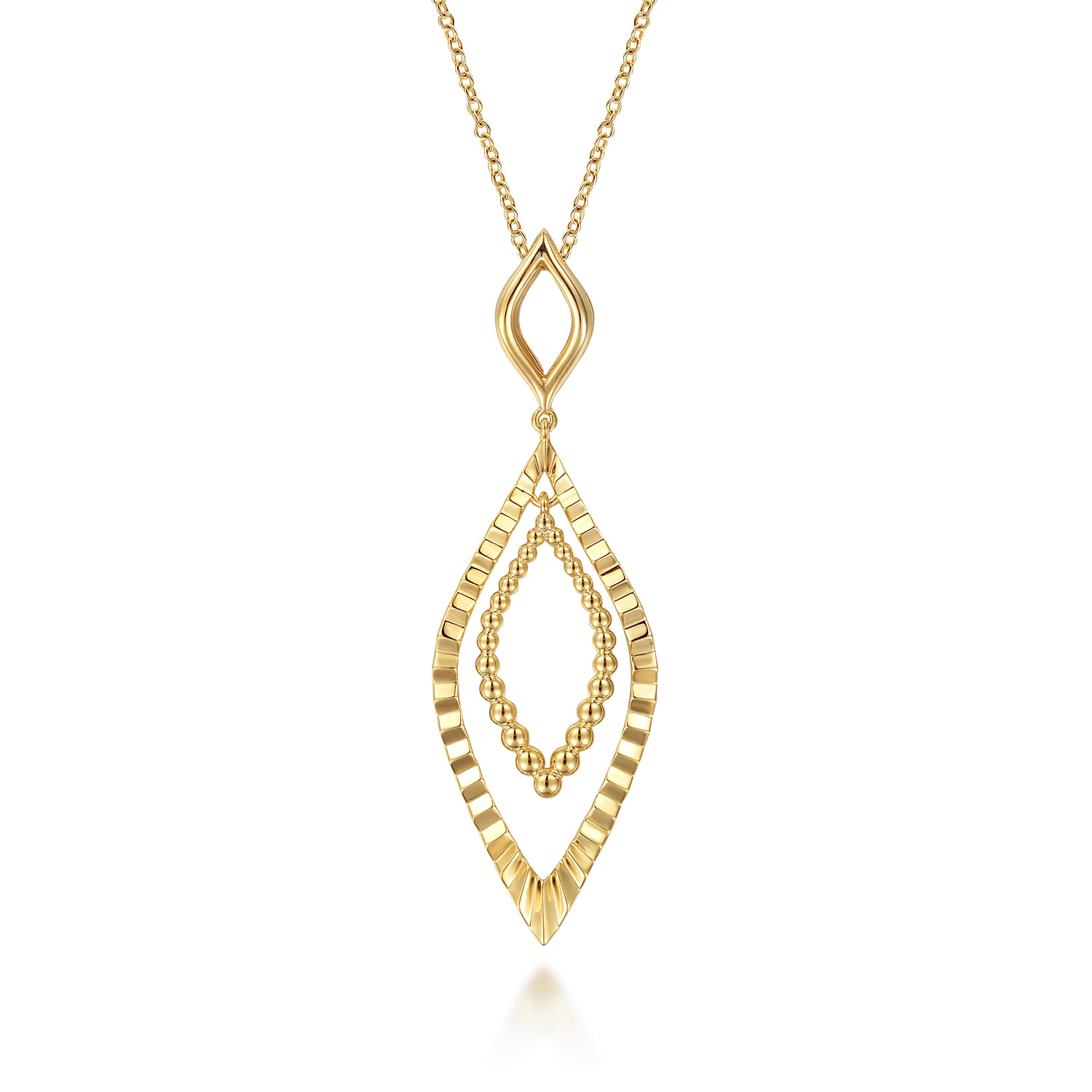 Bujukan and Diamond Cut Texture Drop Necklace