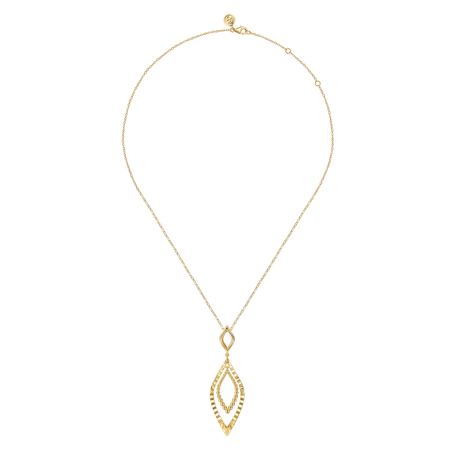 Bujukan and Diamond Cut Texture Drop Necklace in 14K Yellow Gold, photograph 2