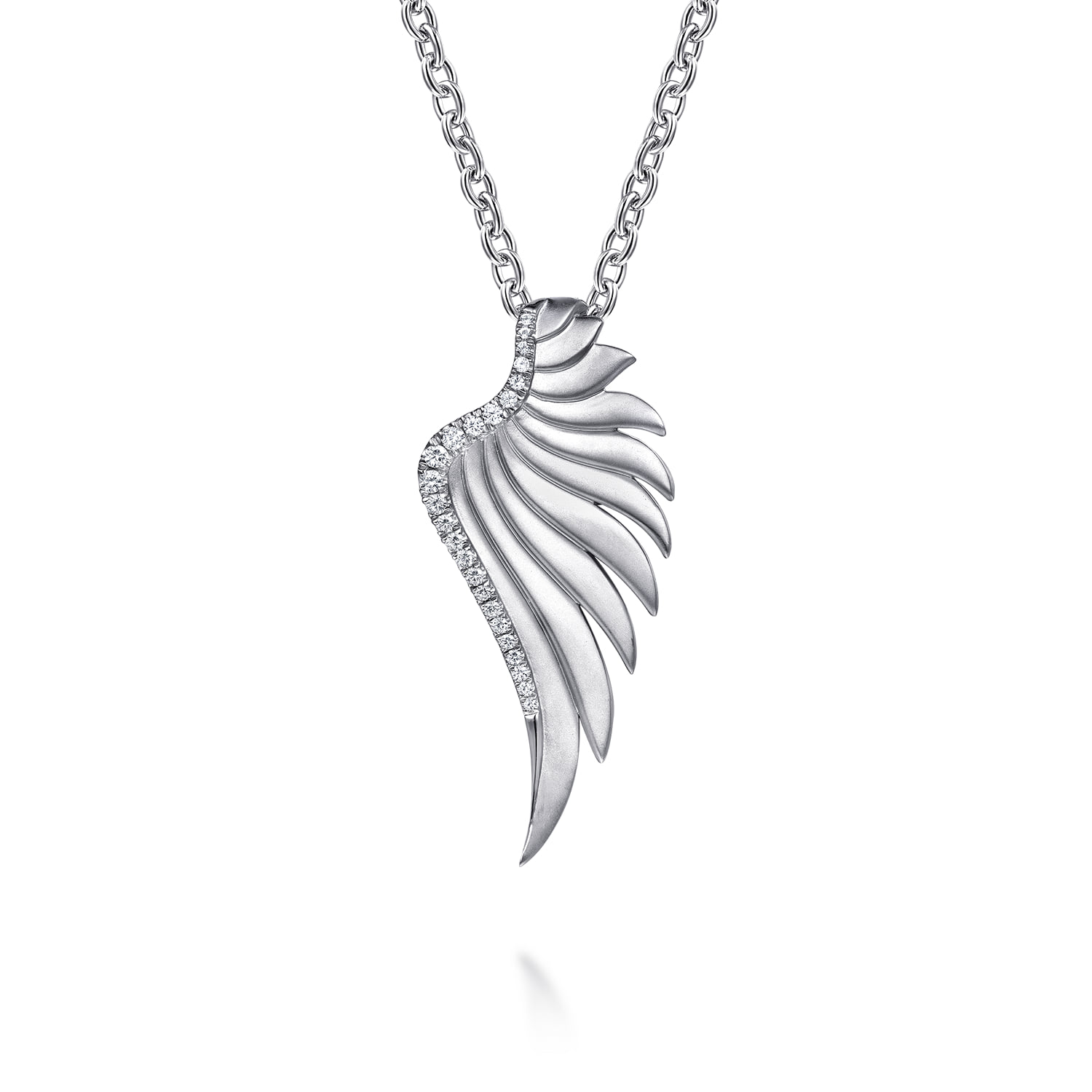 White Sapphire Angel Wing Pendant Necklace